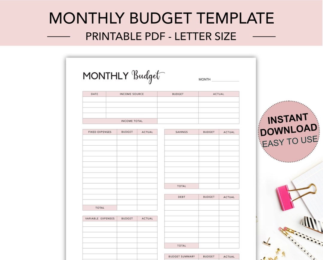 Monthly Budget Template Budget Planner Monthly Budget Printable Worksheets Library