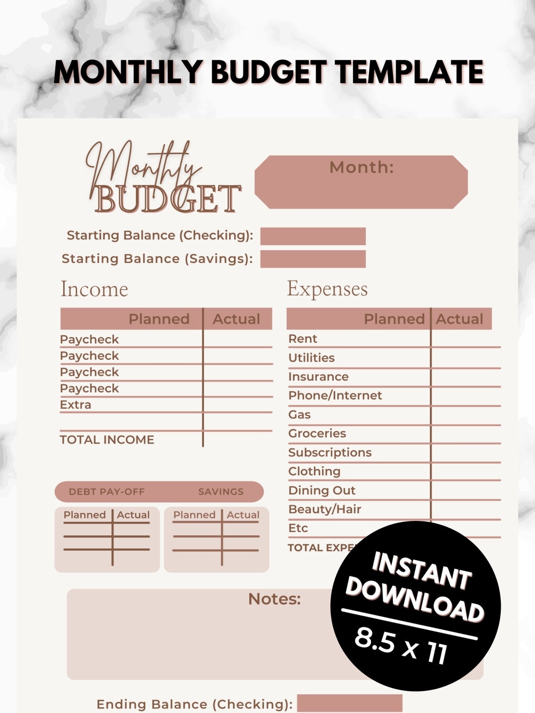 Kat Money Budget Template
