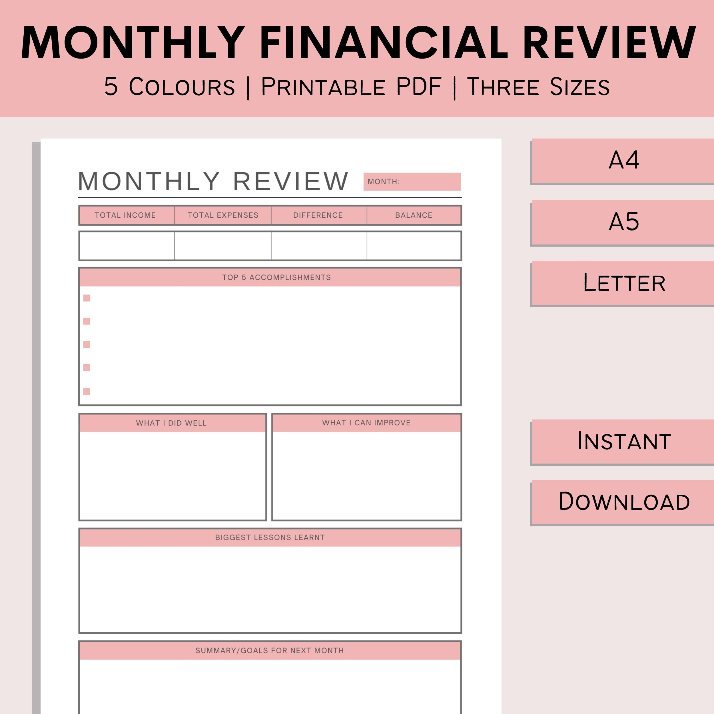 Monthly Budget Review Template