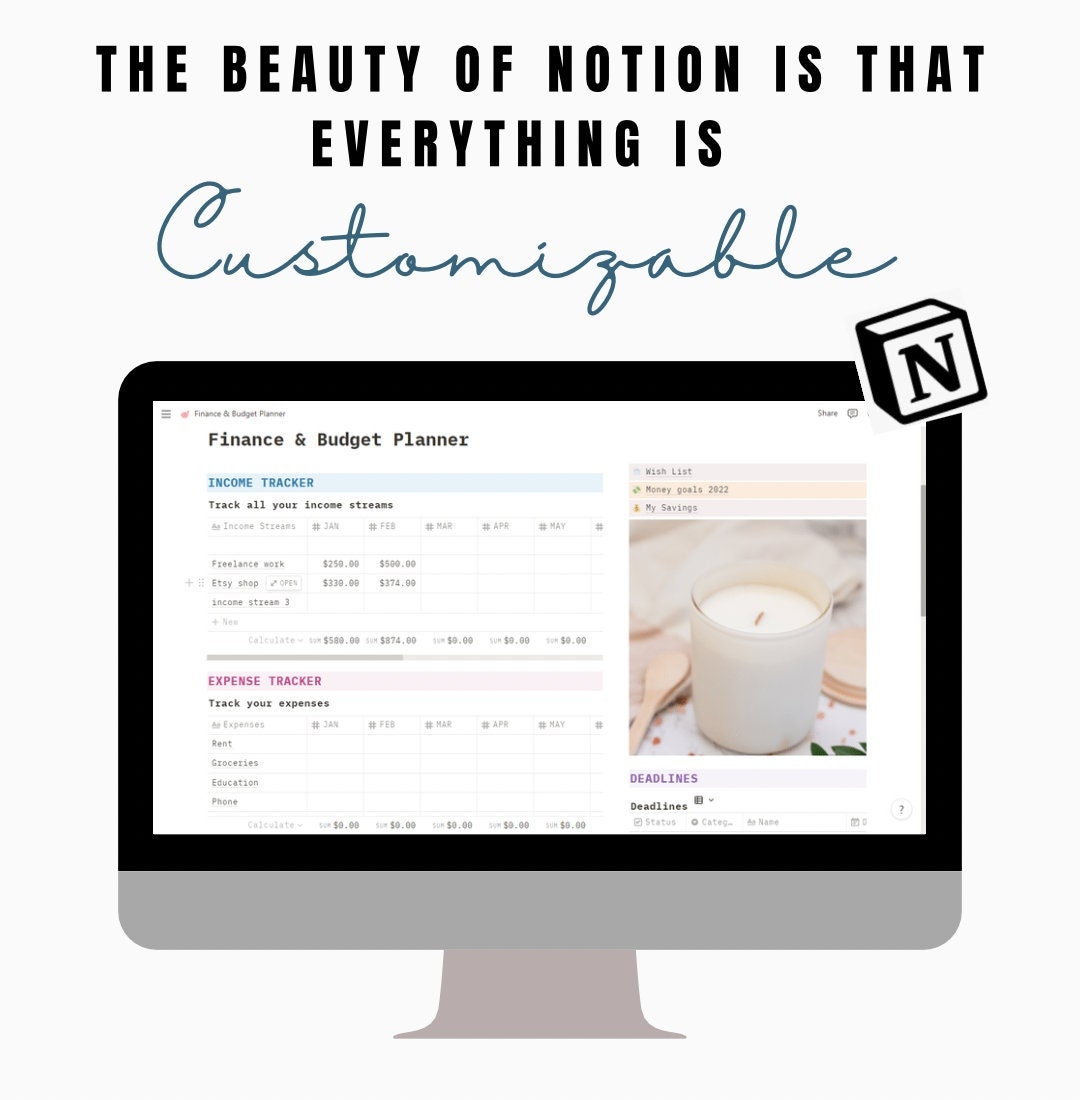 Notion Finance Template Notion Dashboard 2022 Aesthetic Notion 