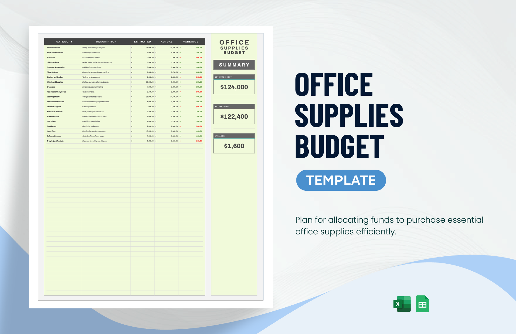 Office Supply Budget Template