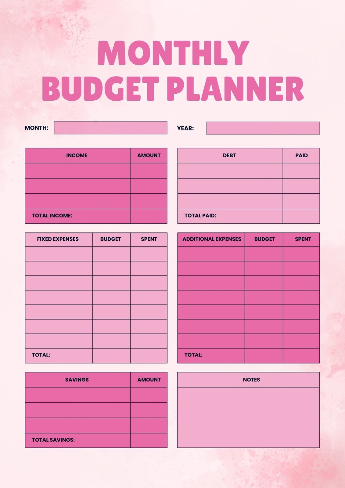 Page 5 Free And Customizable Budget Templates