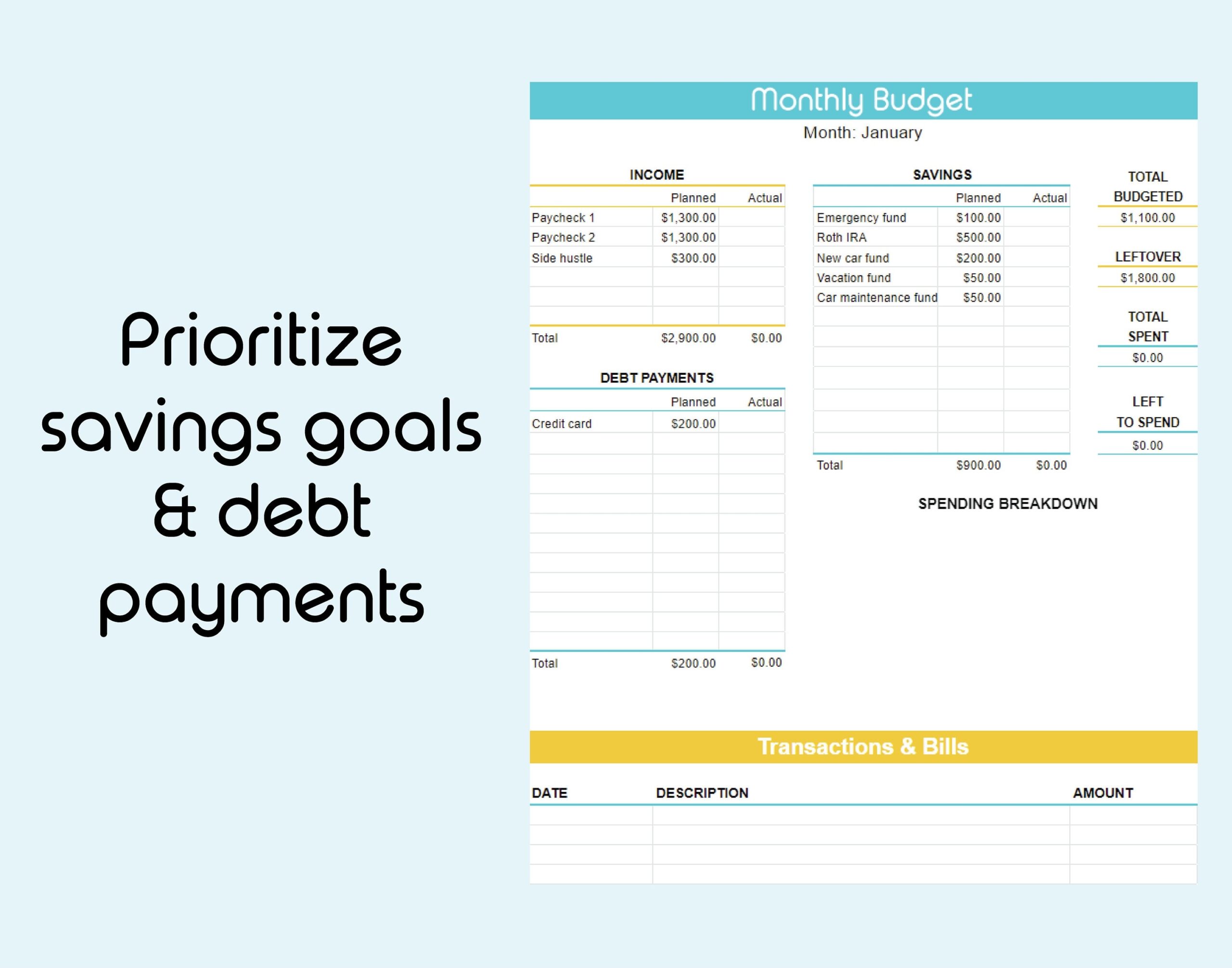 Pay Yourself First Budget Spreadsheet Minimalist Worksheet Savings Guide Etsy