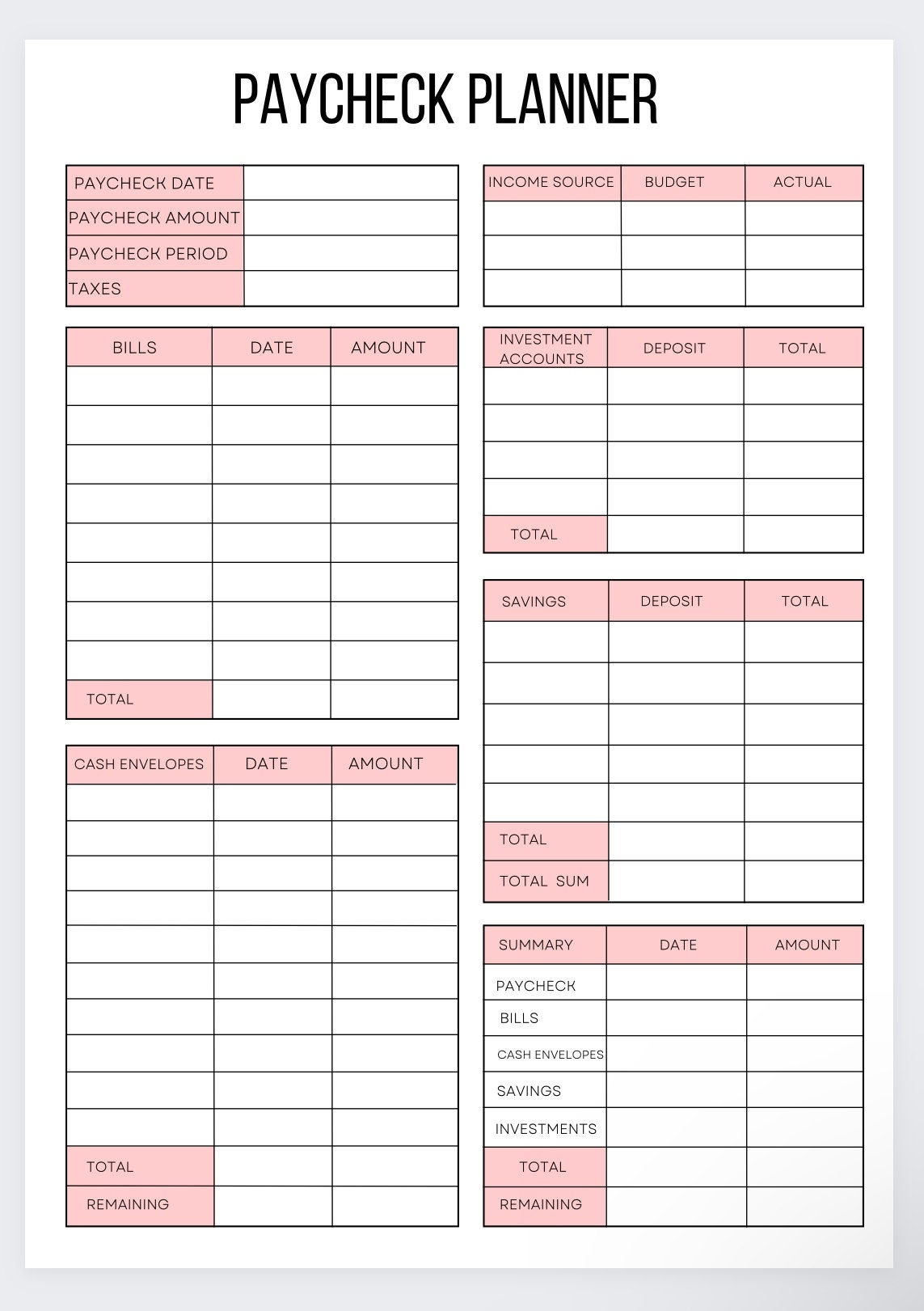 Paycheck Budget biweekly Budget finance Binder budget By Paycheck paycheck Financial Planning zero Based Budget biweekly Budget Etsy