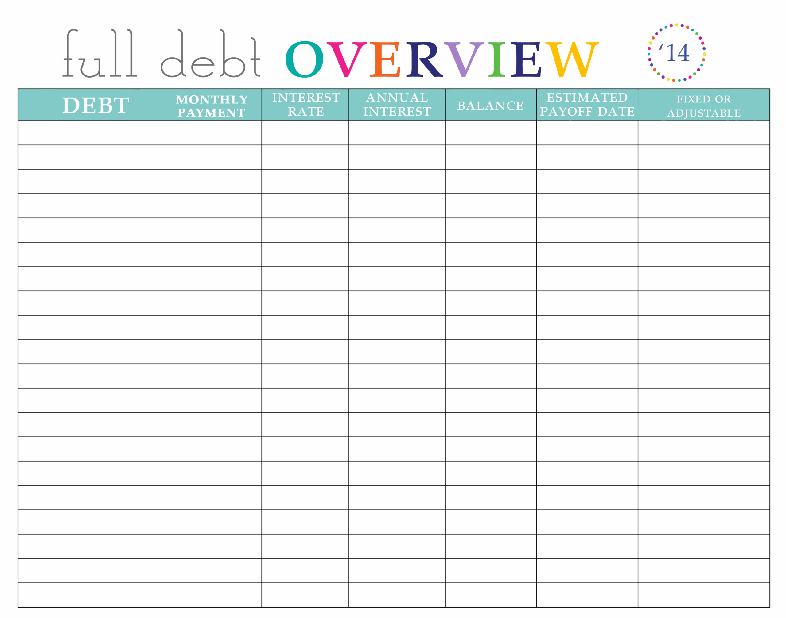 Get Out Of Debt Budget Template