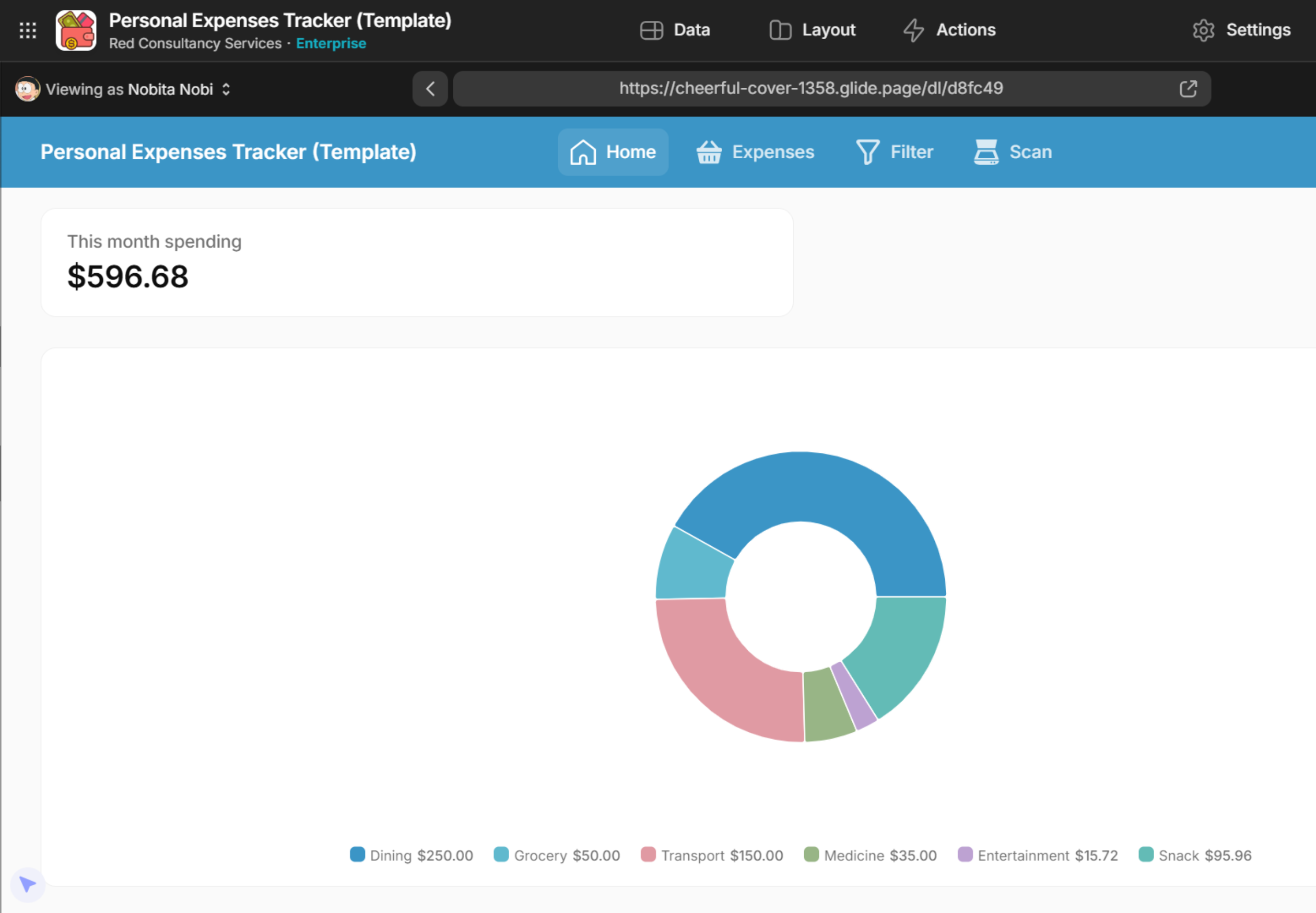 Personal Expenses Tracker Template No Code App Glide