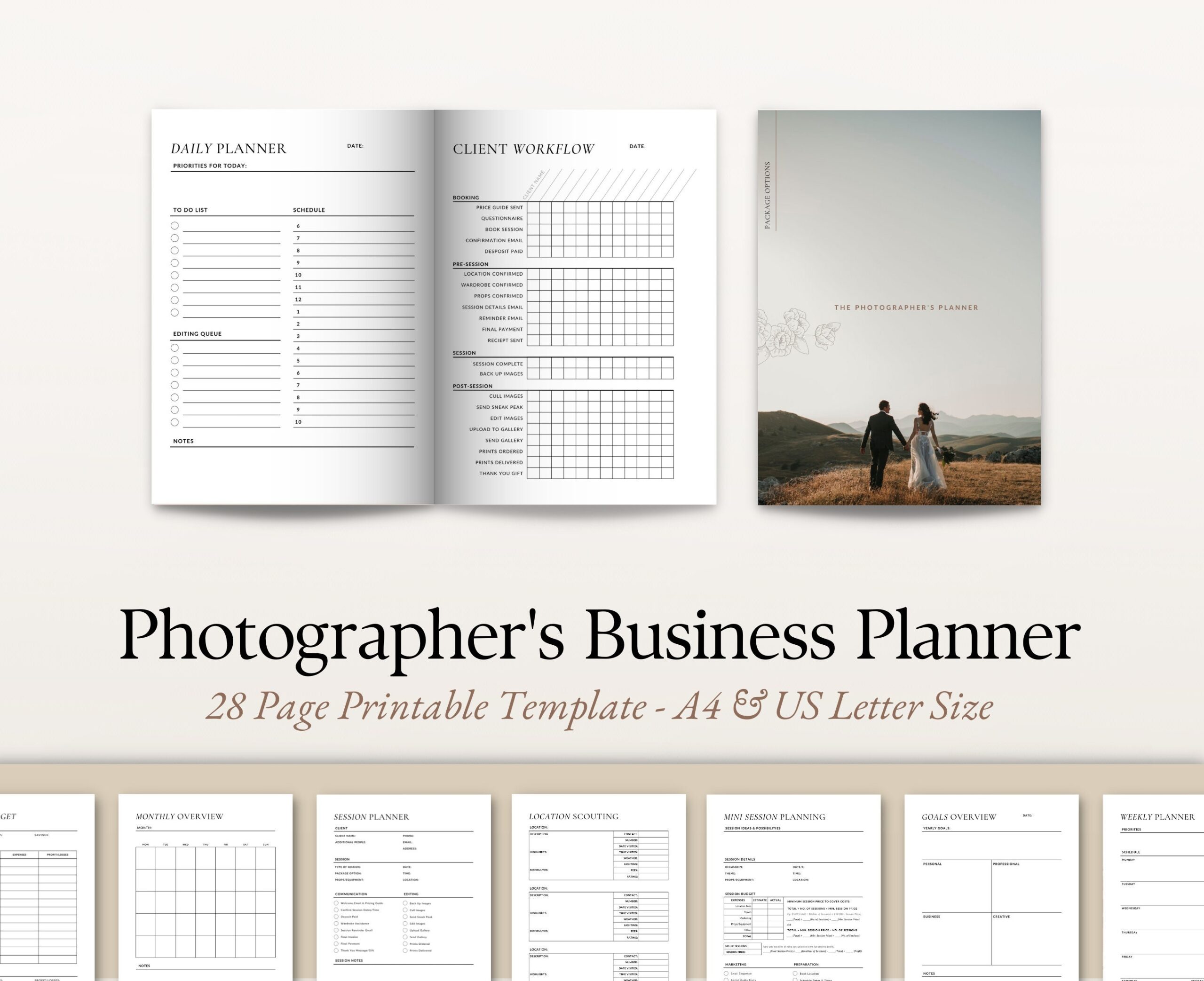 Photographers Printable Planner Photography Business U0026 Session 