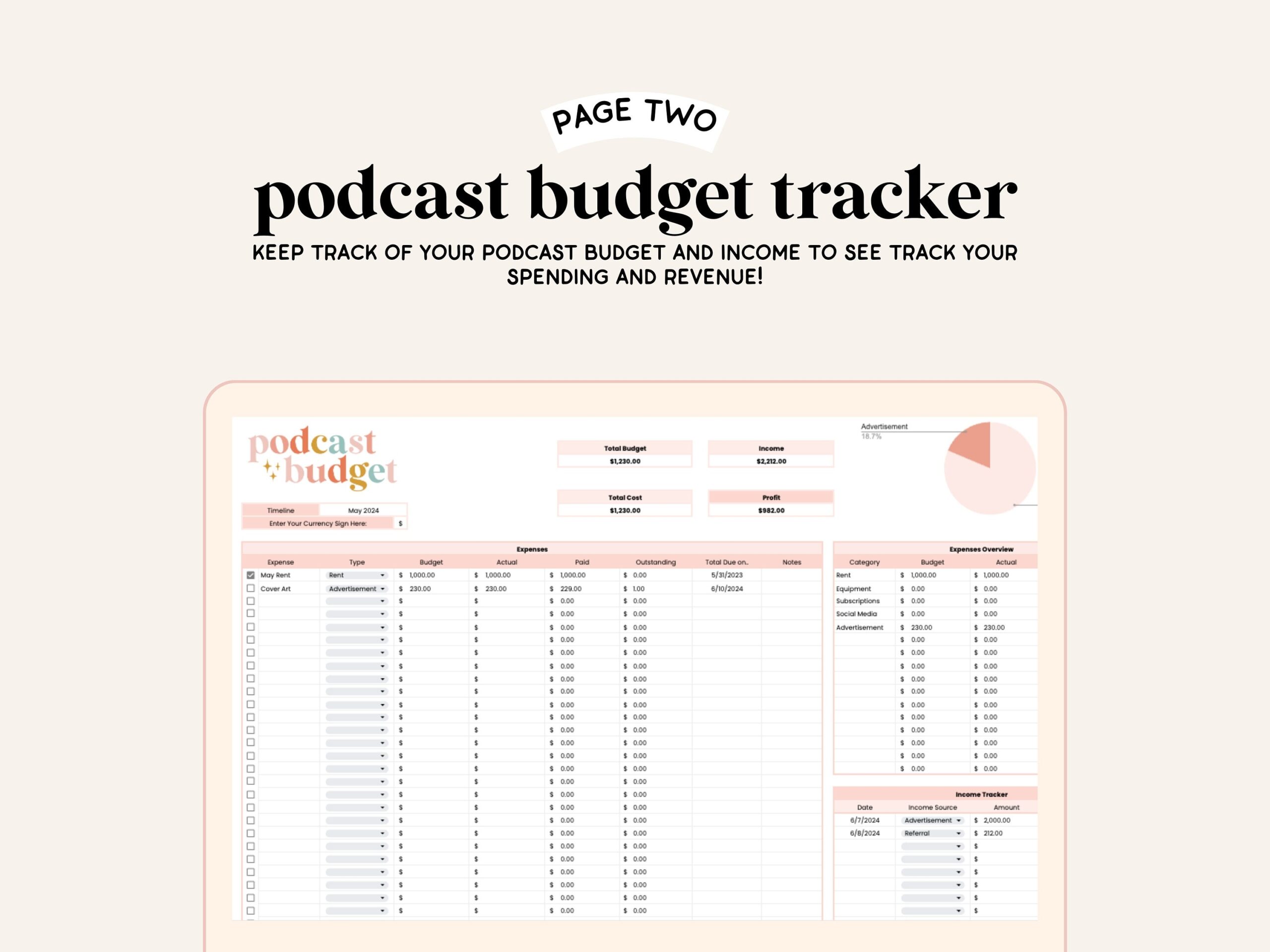 Podcast Planner Podcast Spreadsheet google Sheets Podcast Budget 