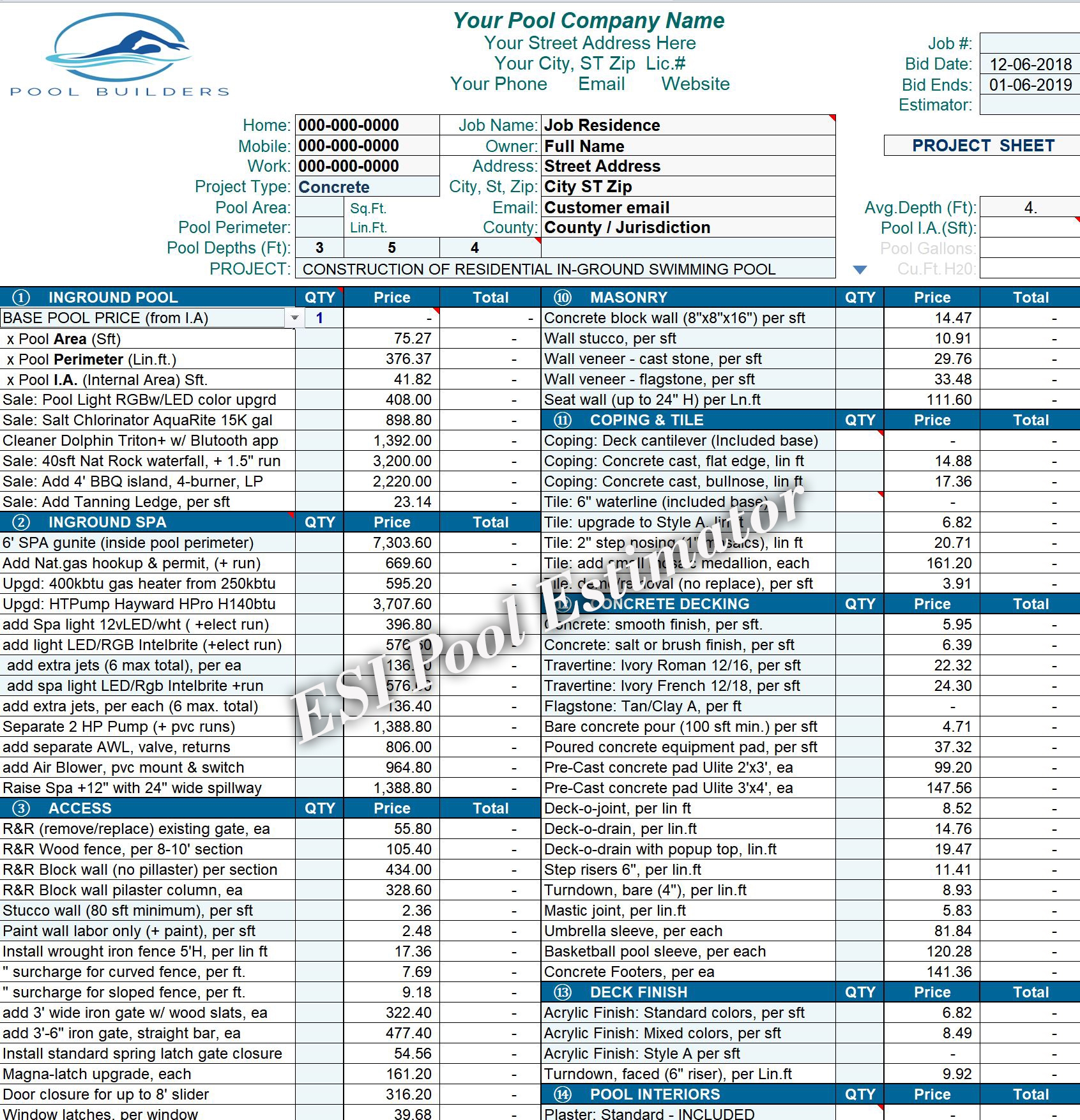 Pool Templates
