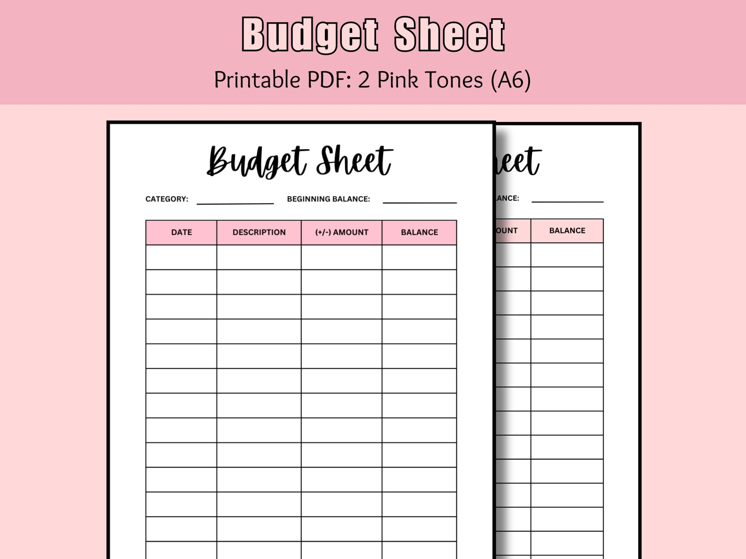 Printable Budget Sheet A6 PDF Instant Download Etsy