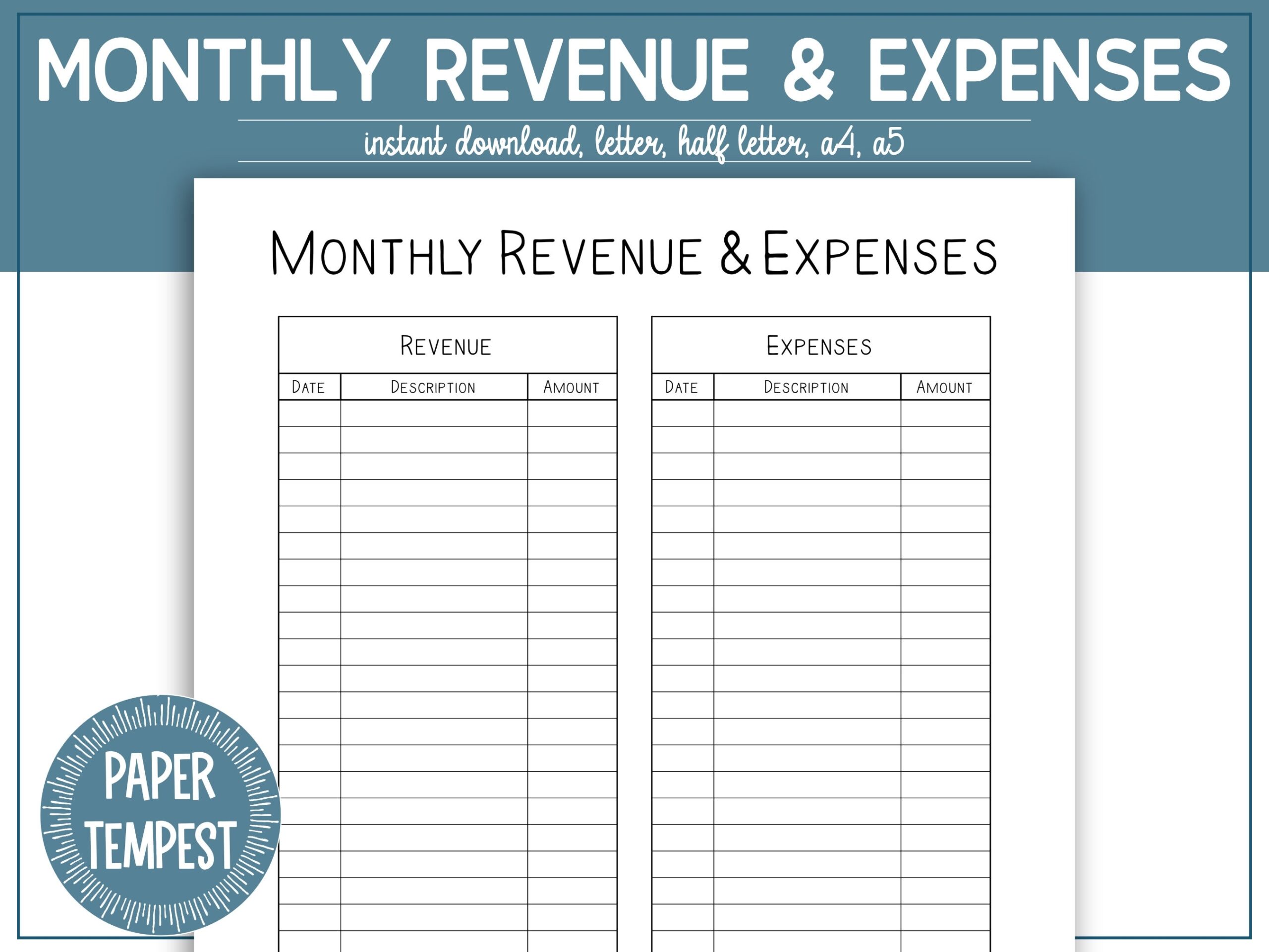 Simple Revenue And Expense Budget Template
