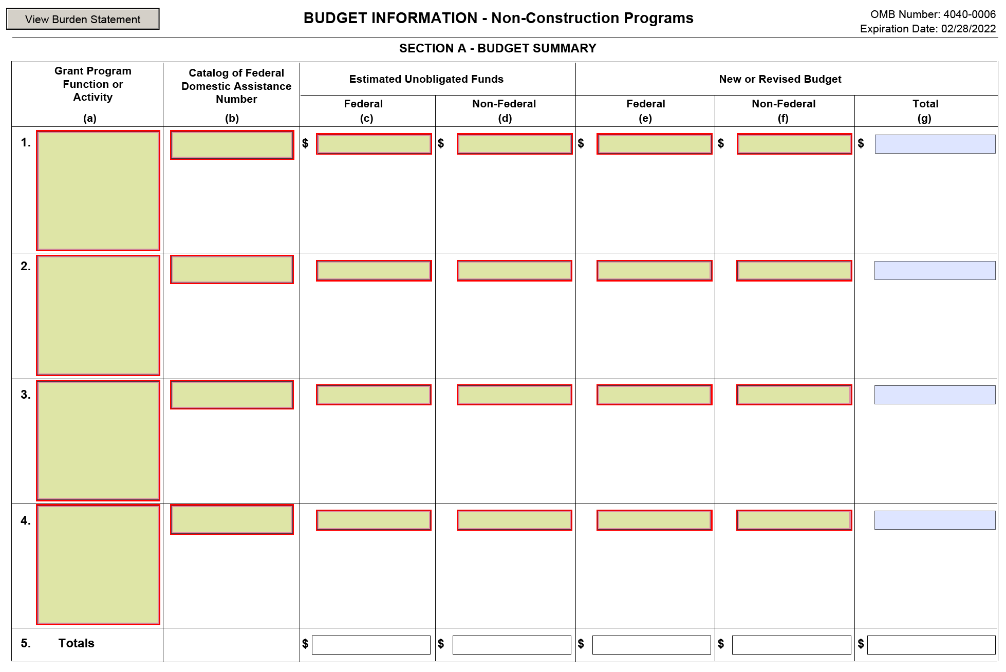 S2S SF424A Form Instructions Kuali Research