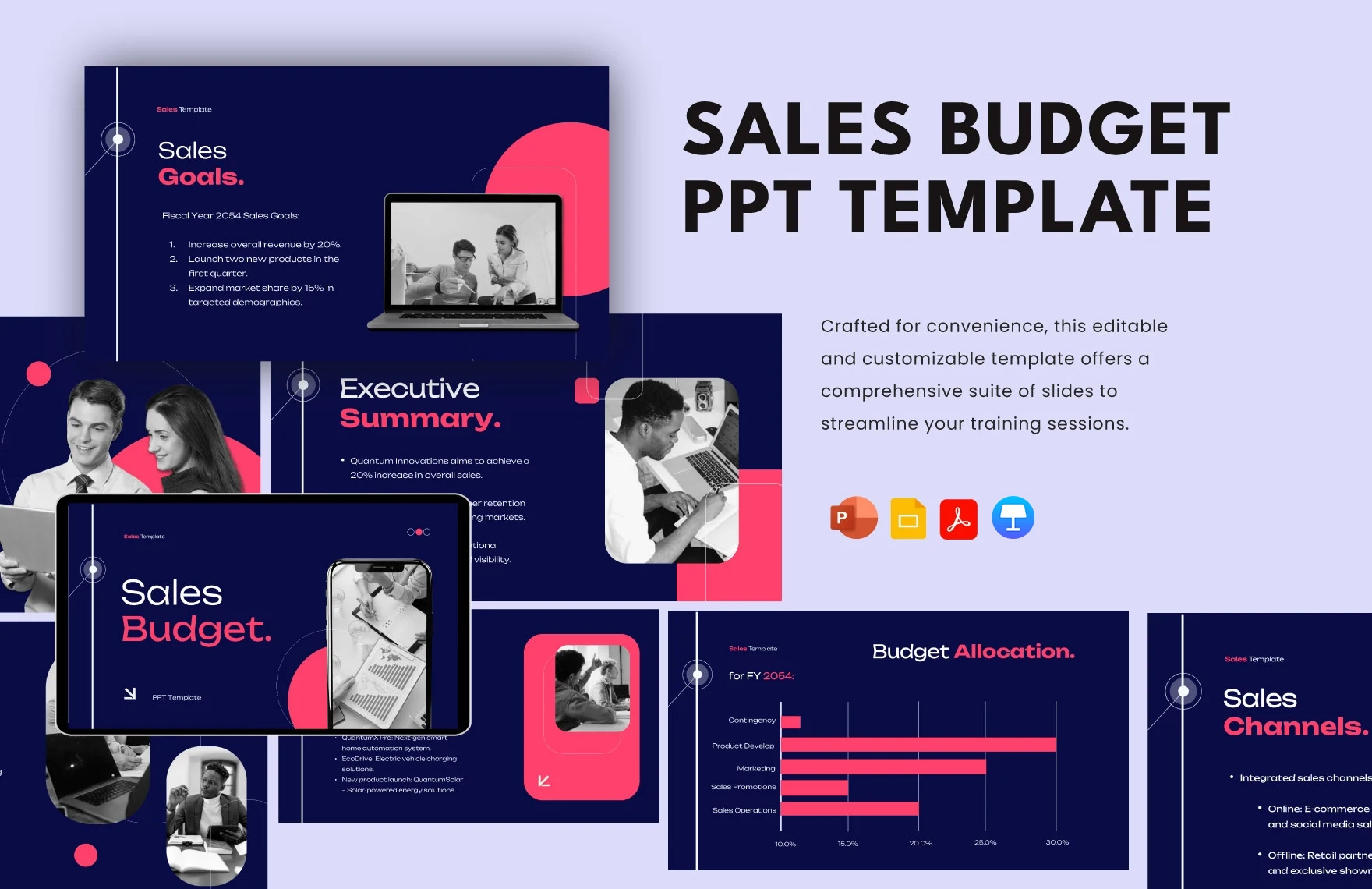 Sales Budget PPT Template In PDF PPT Google Slides Apple Keynote Download Template