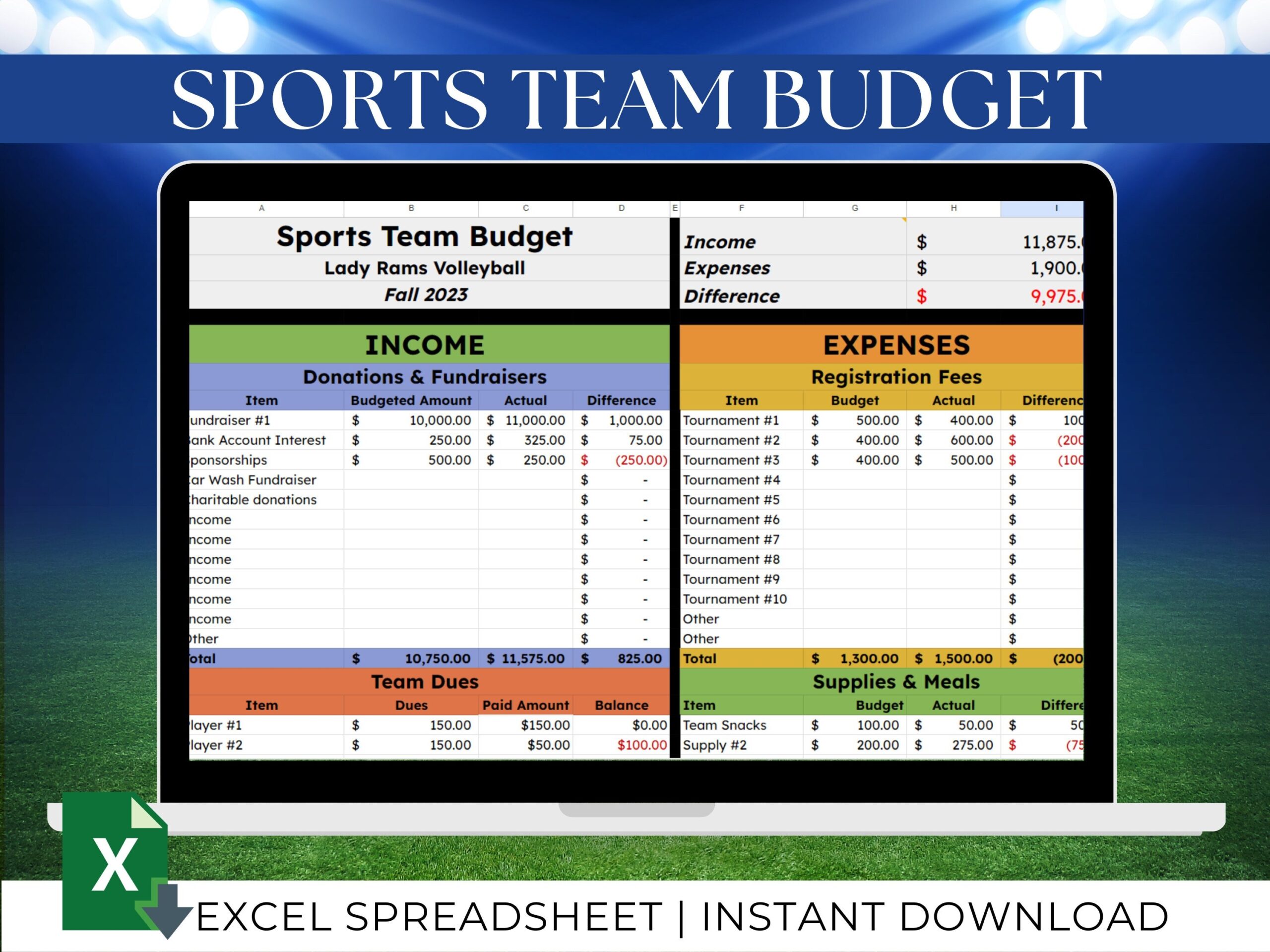 Sports Team Budget Template Sports Budget Template Youth Sports  Sports Team Budget Template Sports Budget Template Youth Sports