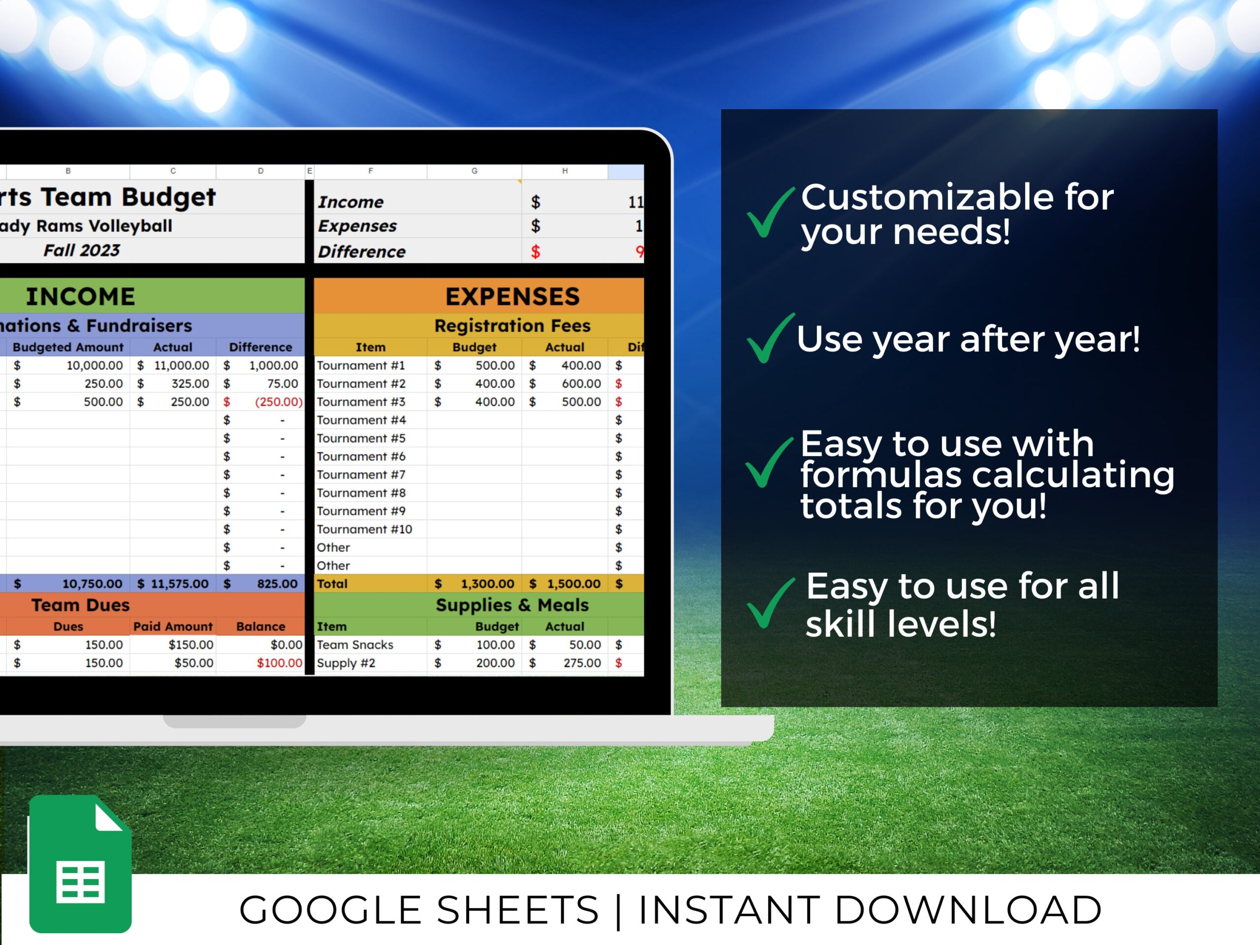 Soccer Team Budget Template