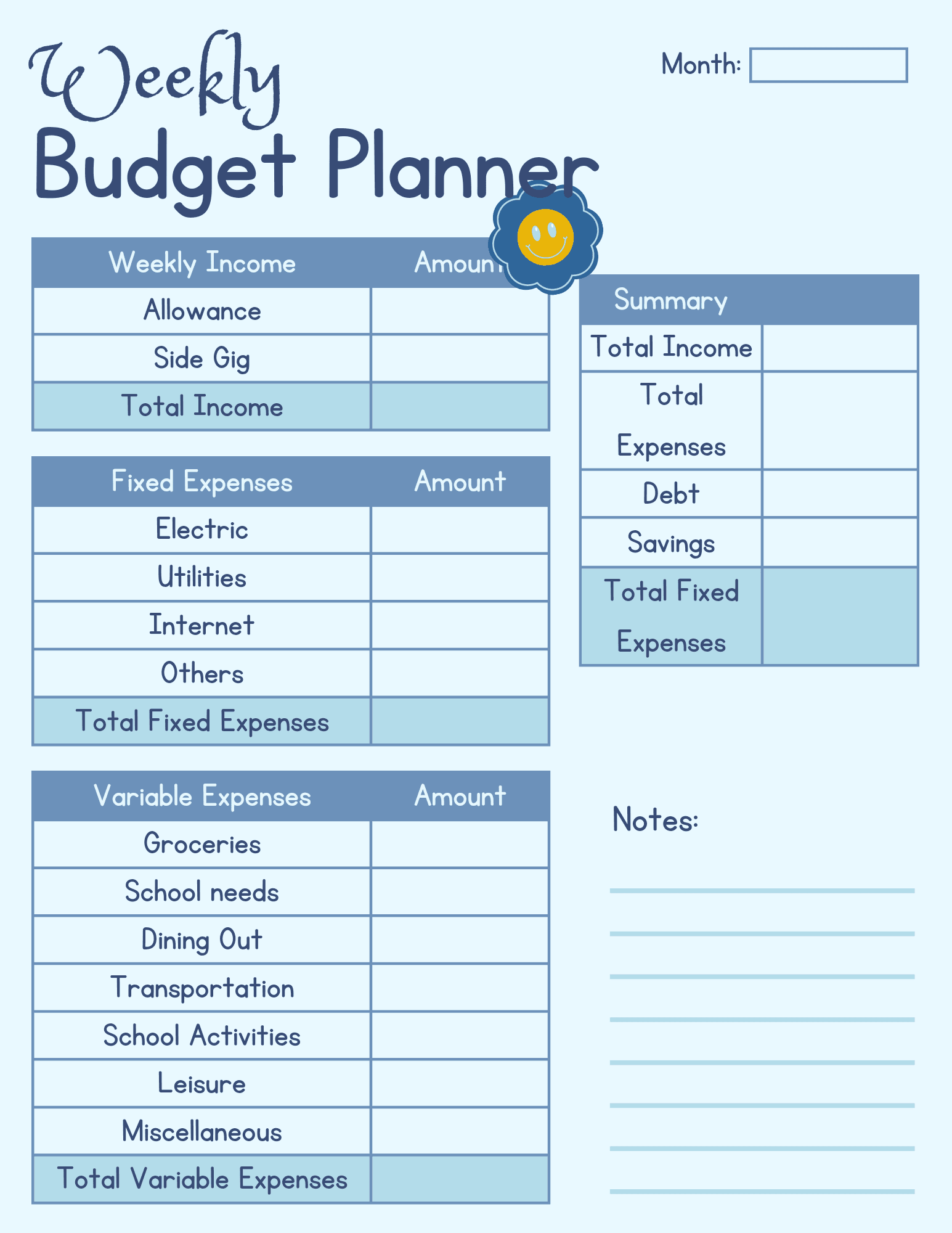 Student s Weekly Budget Planner By Z digitalzzz Raket PH