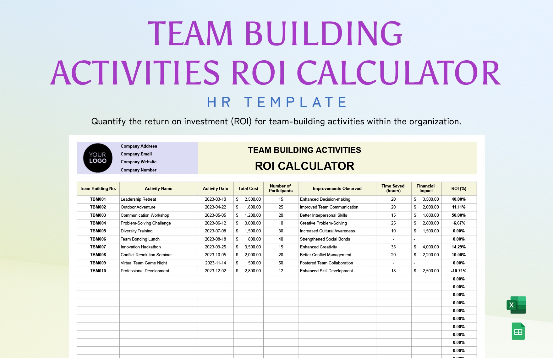 Team Building Budget Template