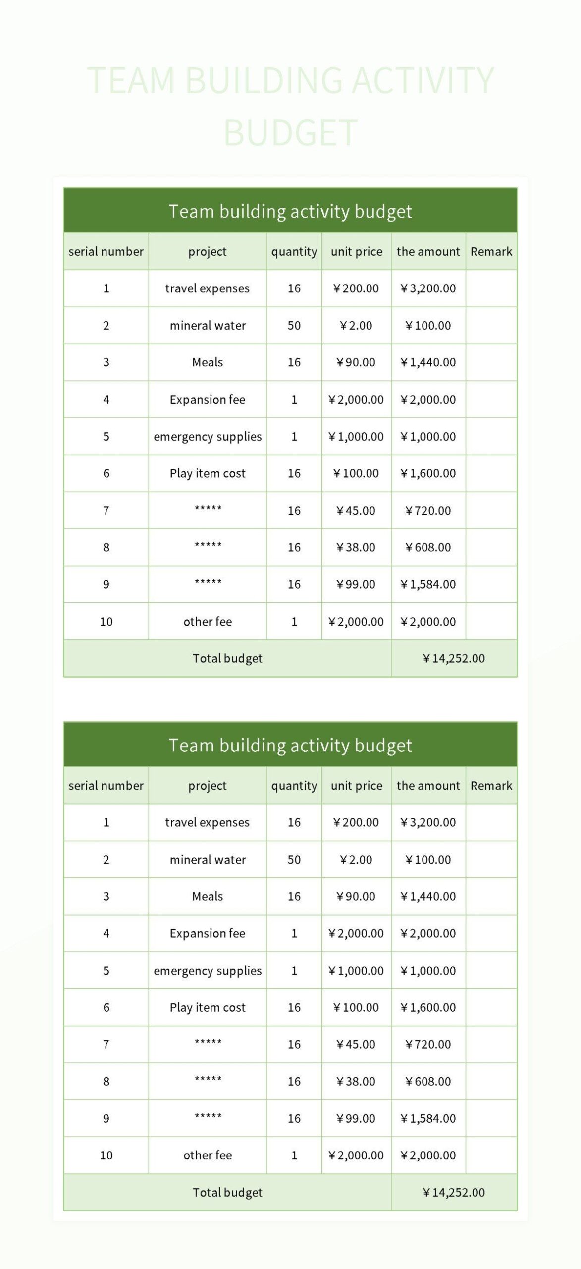 Team Building Activity Budget Excel Template And Google Sheets 