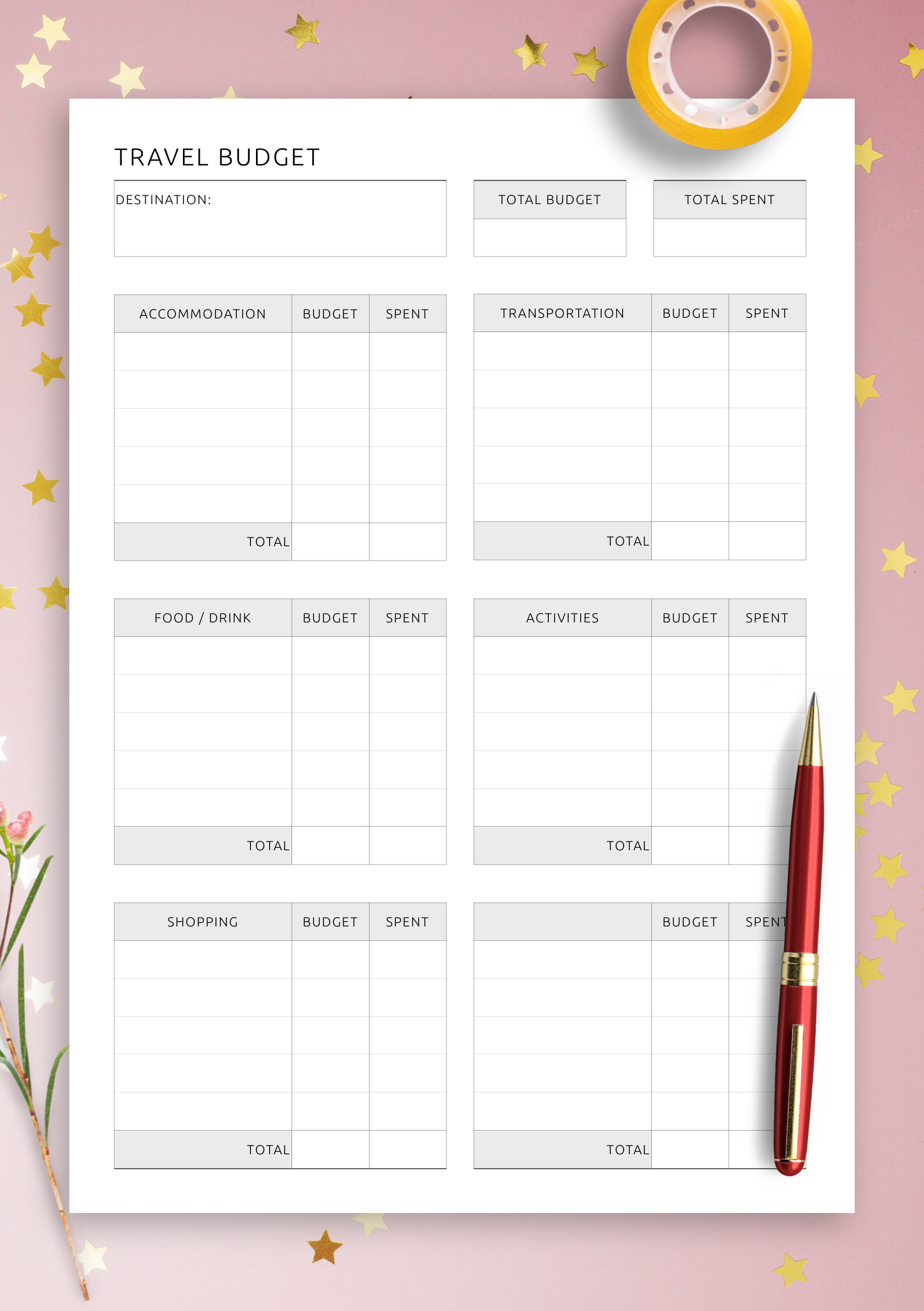 Travel Budget PDF Get Printable Or Digital Template For Your Device
