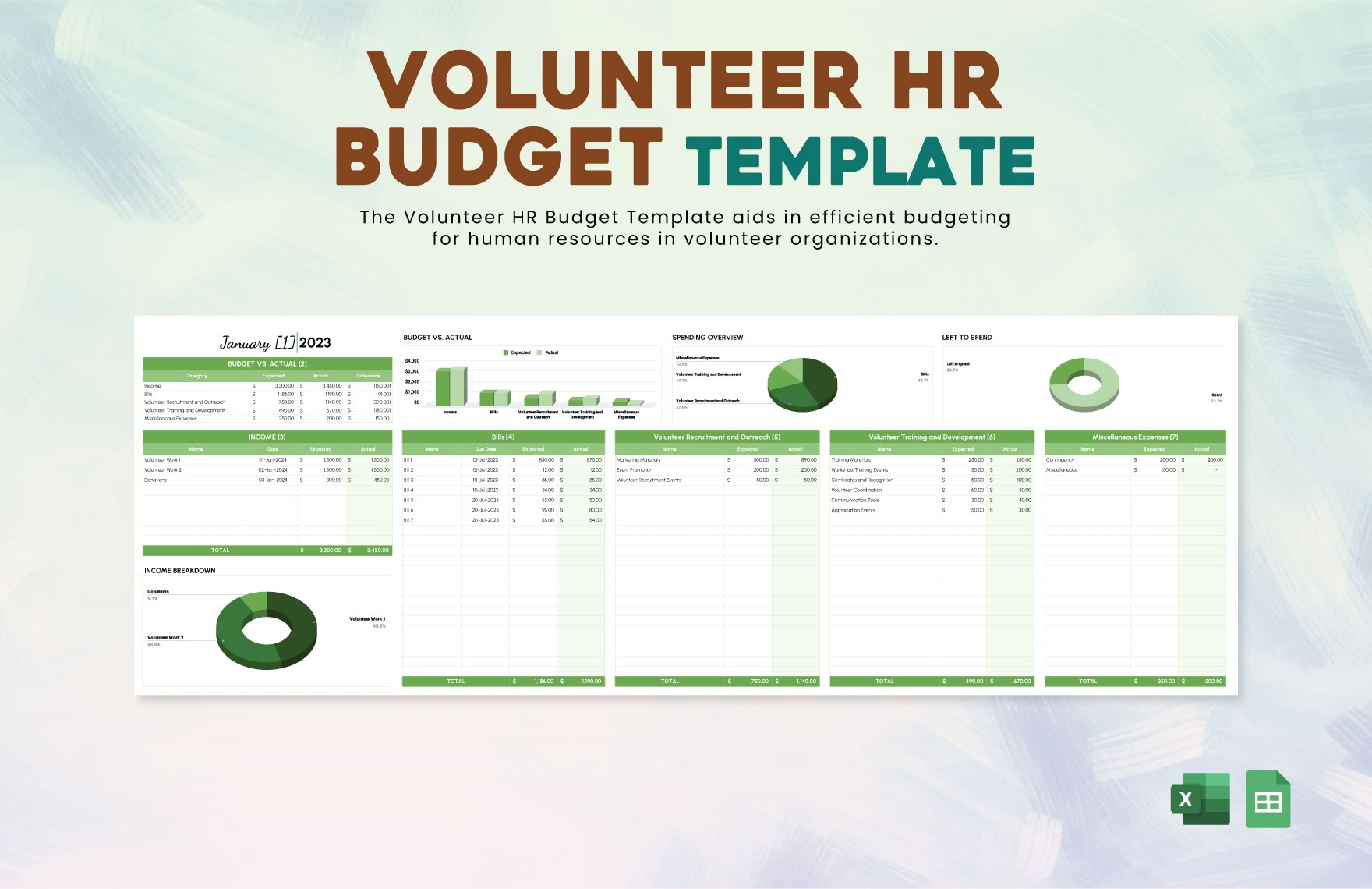 Volunteer HR Budget Template In Excel Google Sheets Download 