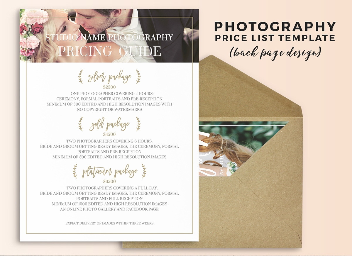 Wedding Photography Price List Photoshop Template Behance