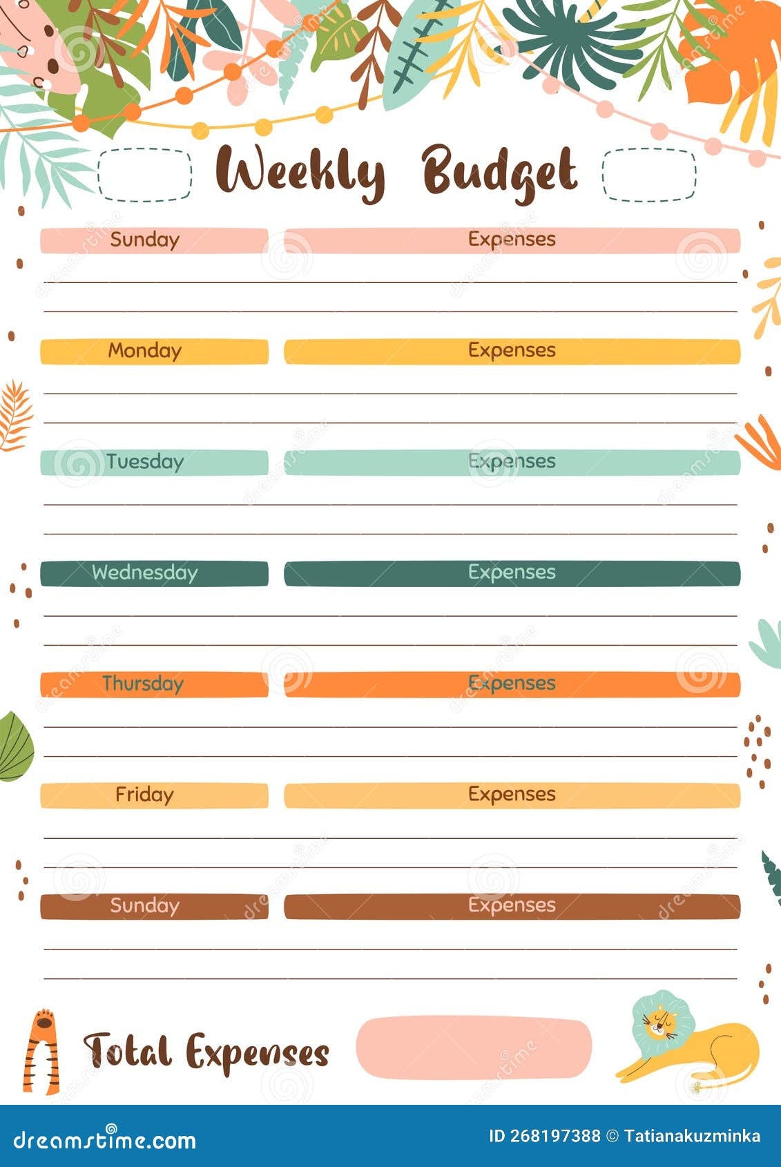 Weekly Budget Planner Template For Print Week Plan Printable Design For Home Budget Worksheet A4 Size Stock Illustration Illustration Of Calendar Finance 268197388