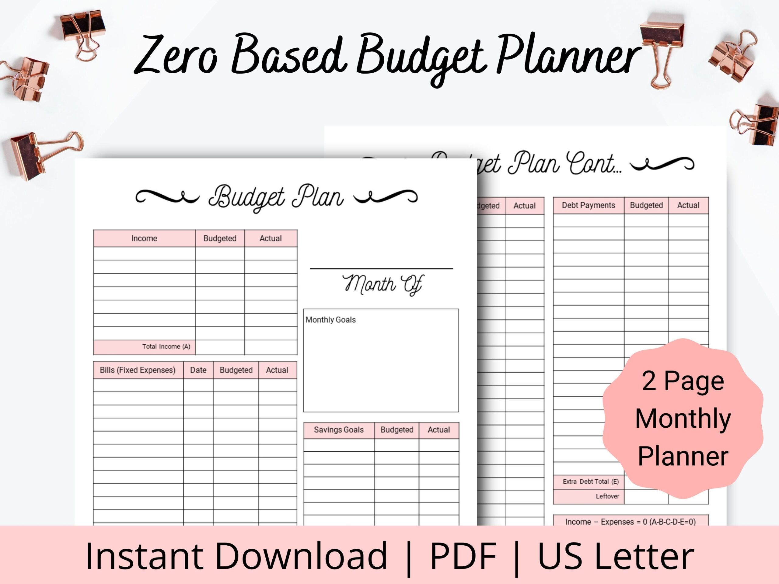 Simple Zero Based Budget Template
