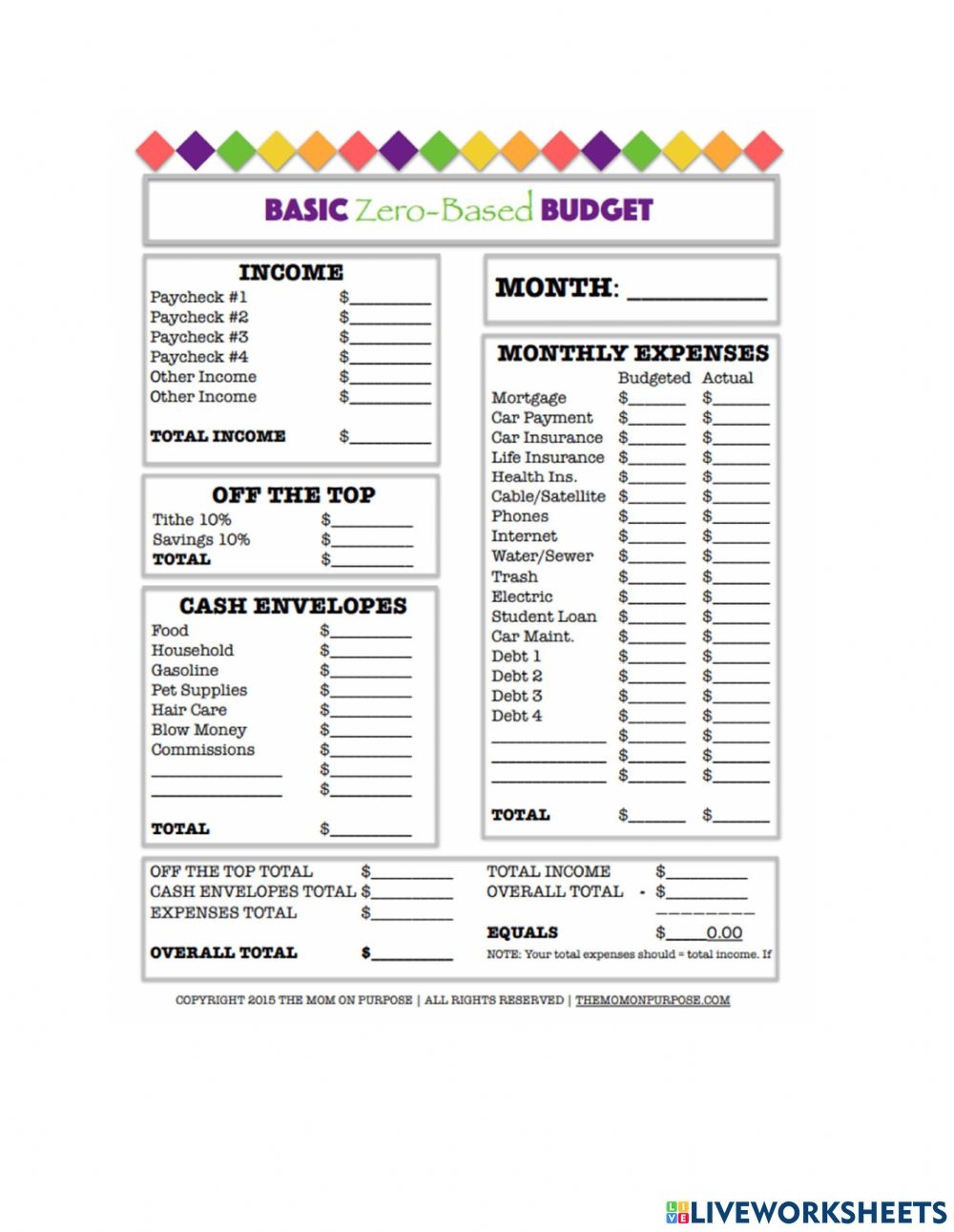 10 3 Charting A Budget Worksheet Answers - Budget Worksheet Answer Key - Printable Worksheets
