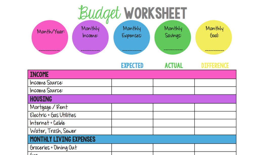 Basic Budget Worksheet For Young Adults — db-excel.com