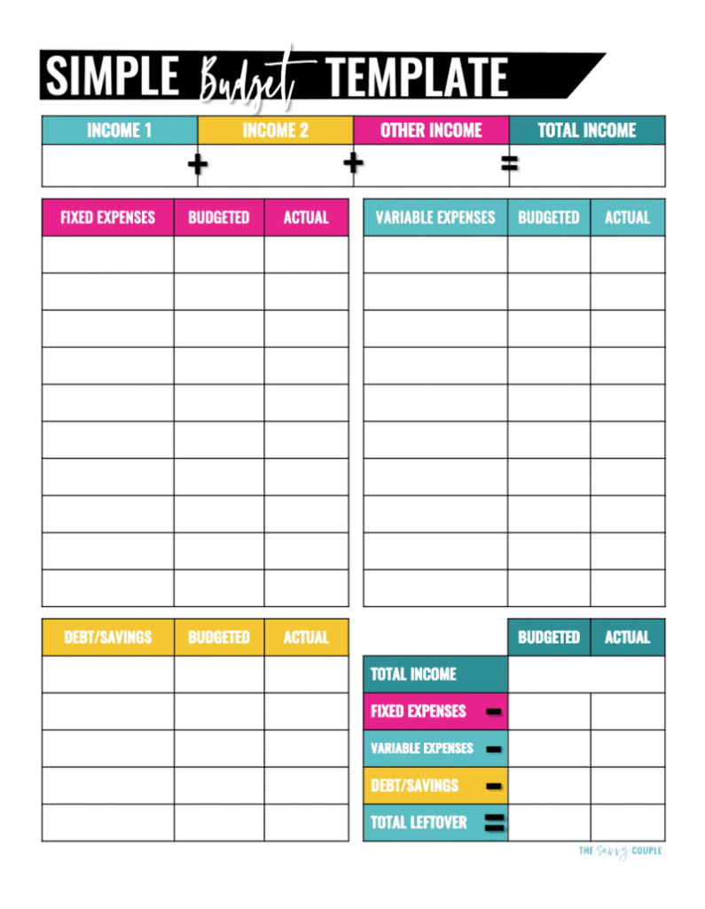 Blank Free Printable Low Income Budget Beginner Printable Budget ...