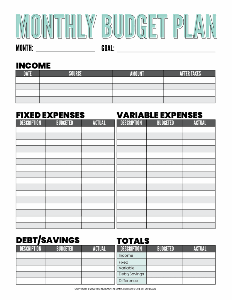Blank Monthly Budget Worksheet Printable - Free Blank Budget Worksheet Printable