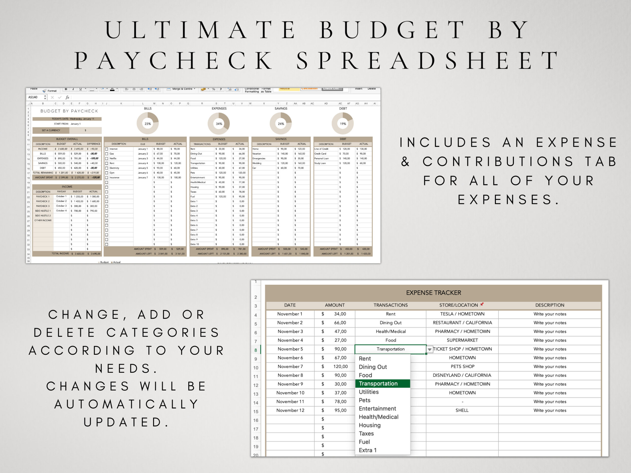 Budget By Paycheck Spreadsheet Free - Ultimate Paycheck Budget Spreadsheet Template Excel Monthly - Etsy
