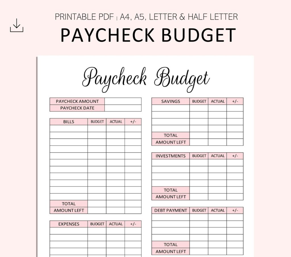 Budget By Paycheck Workbook Free - Pdf Free Printable Paycheck Budget Worksheets - Printable Worksheets