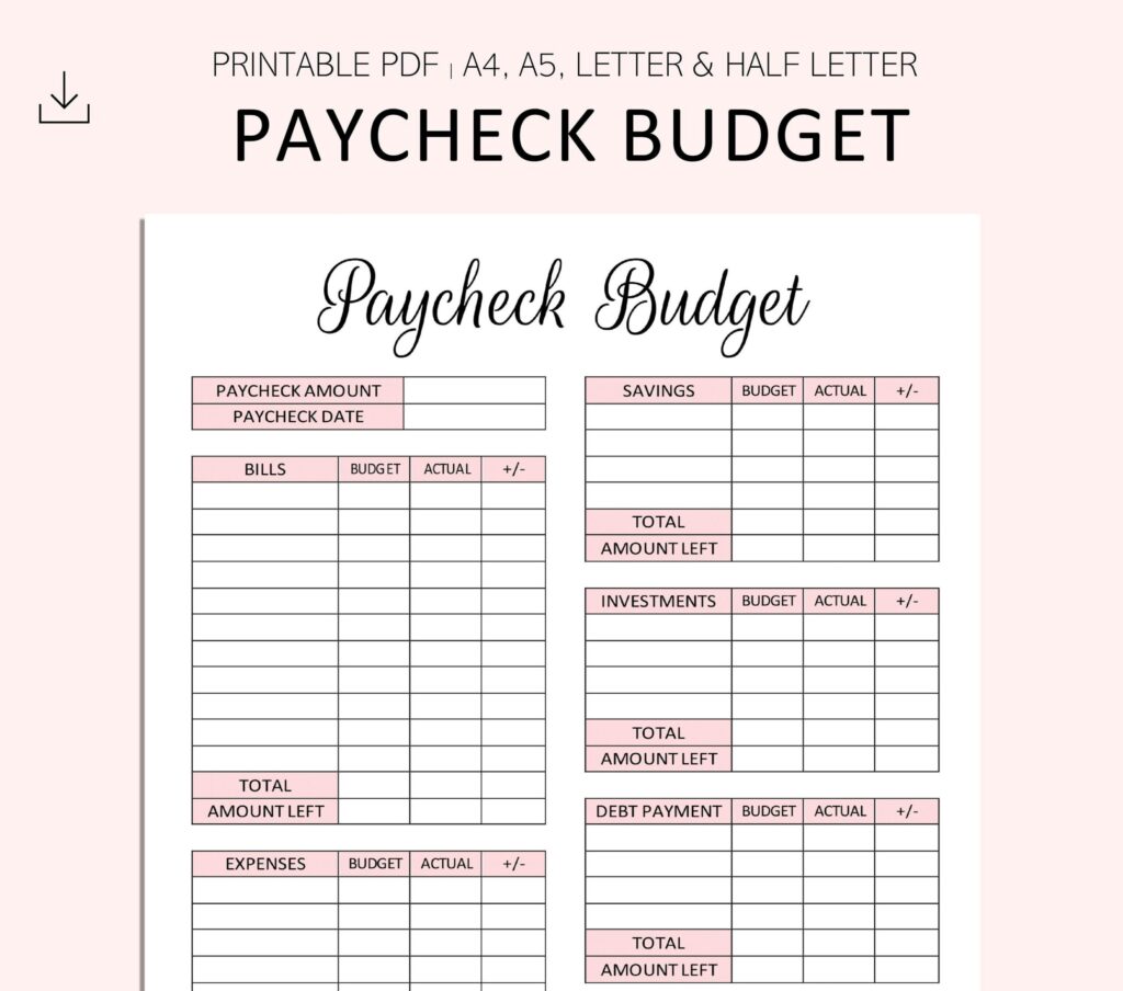 Budget By Paycheck Worksheet Free Printable - Free Printable Paycheck Budget Worksheets - Jace Printable