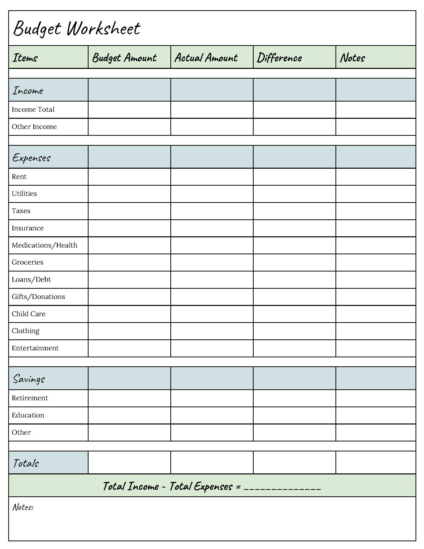 Budget Money Worksheets For Free - Easy Printable Budget Worksheet | Budget Sheets FREE Printable