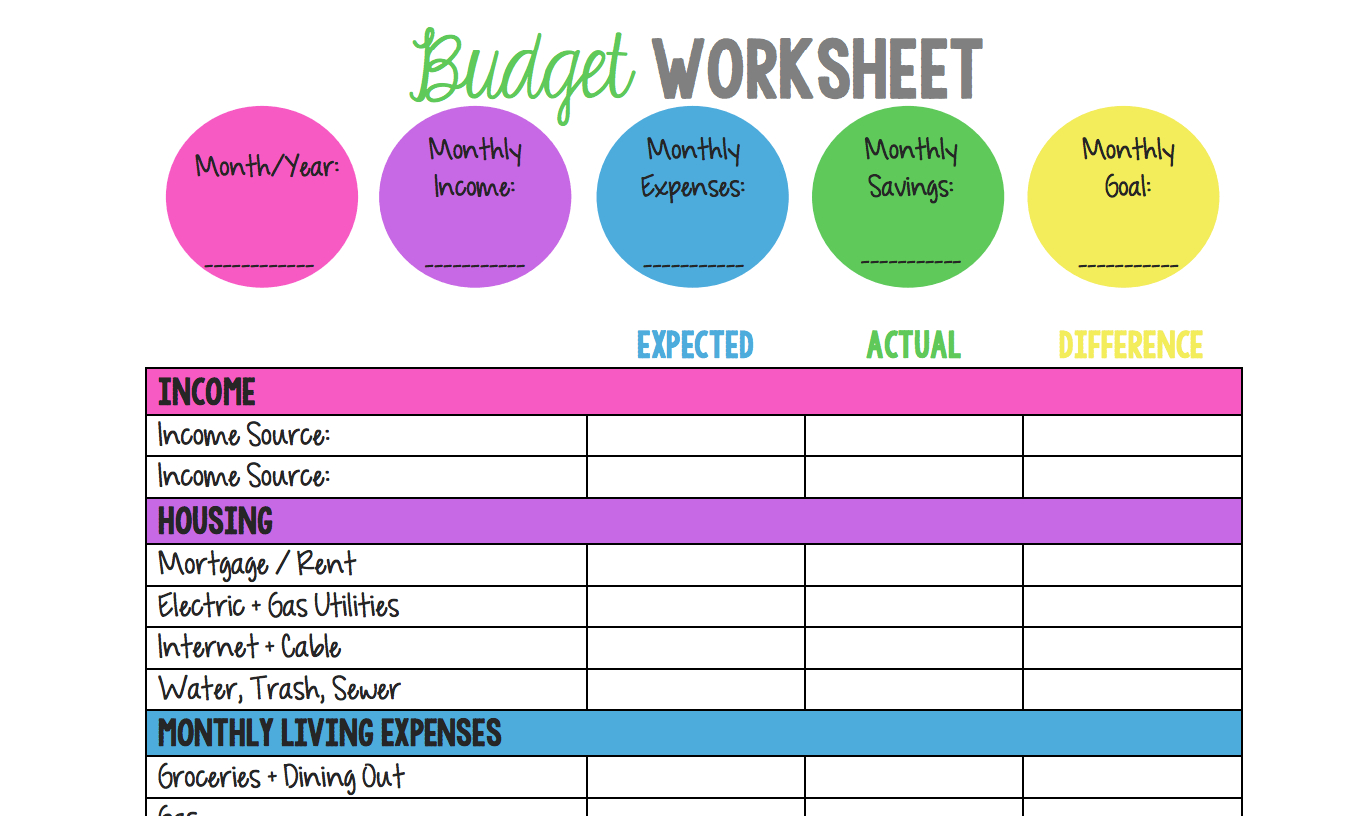 Budget Worksheet For Young Adults Excel - Basic Budget Worksheet For Young Adults — db-excel.com