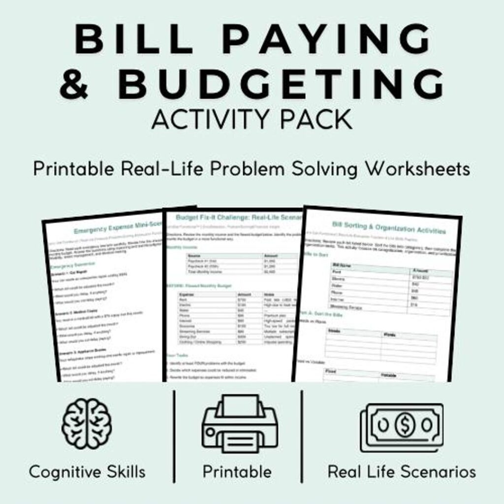 Budgeting Skills Worksheets For Adults - Bill Paying & Budgeting Worksheets for Adults | Life Skills Money ...