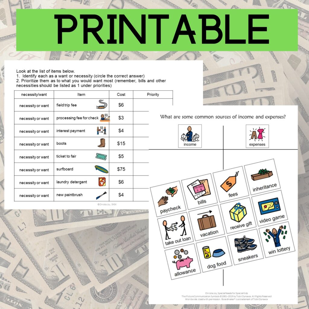 Budgeting Unit for Special Education Managing Money Financial Literacy ...