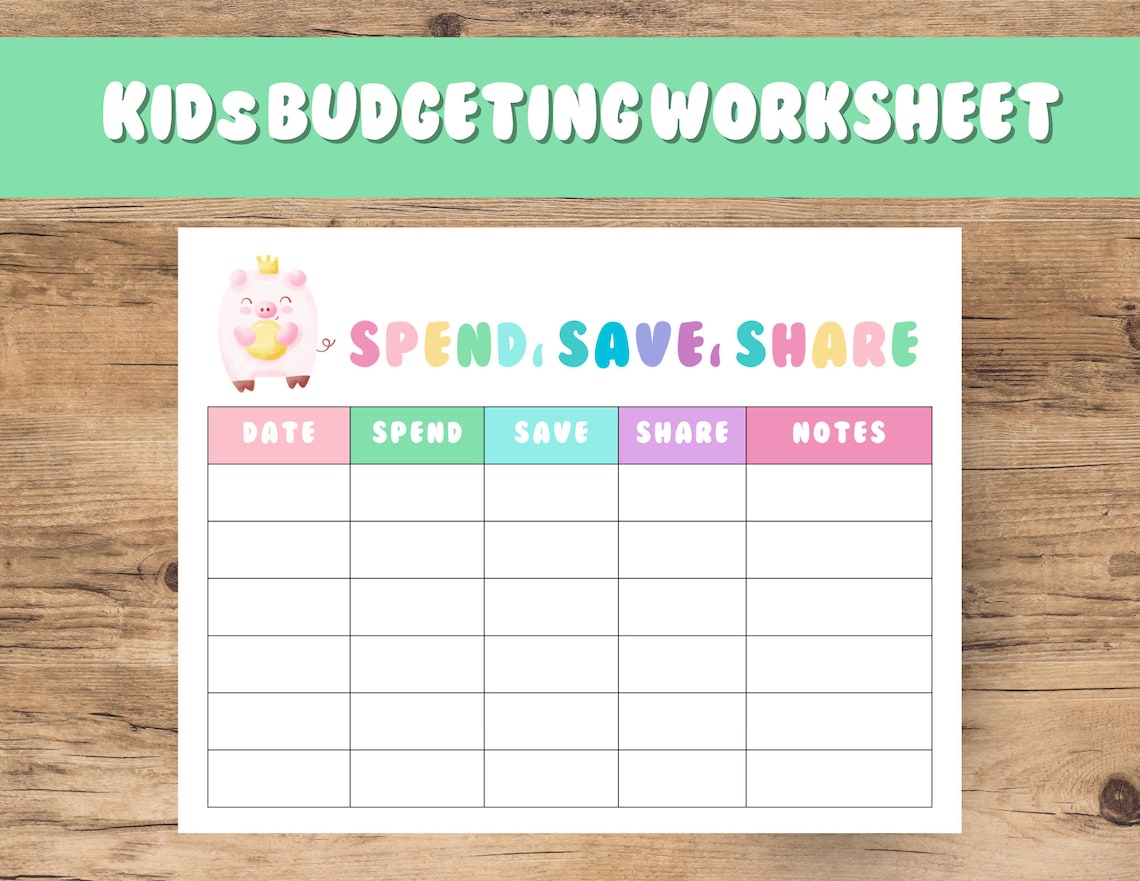 Budgeting Worksheets For Elementary Students - Printable Budgeting Worksheet for Kids | Spend, Save, Share | Financial ...