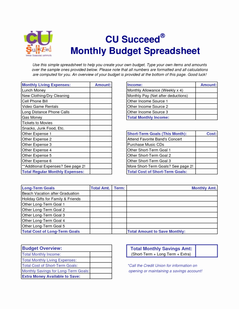 Cost Of Living Budget Worksheet | Budgeting Worksheets