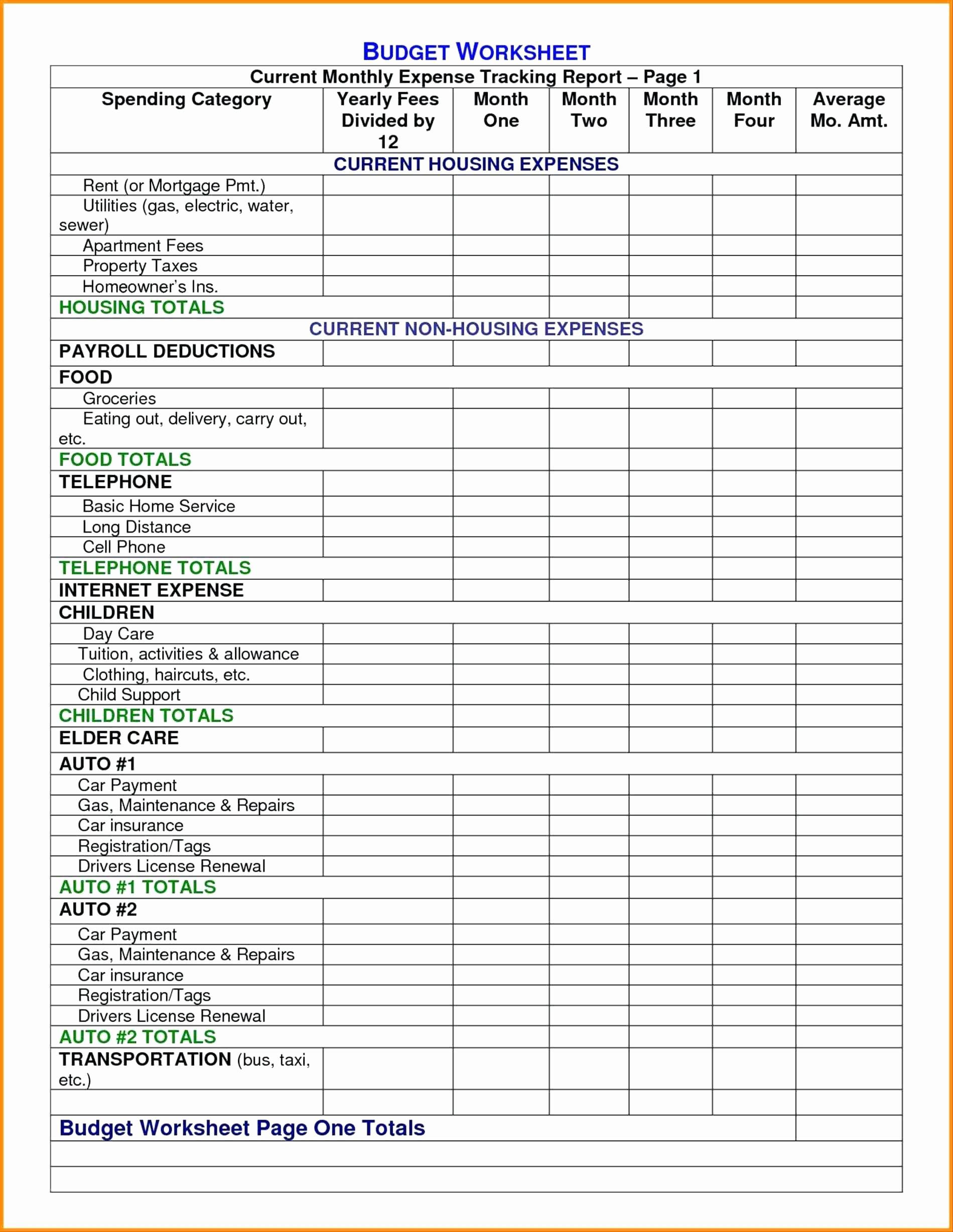 Cost Of Living Worksheet For Students - Cost Of Living Budget Worksheet | Budgeting Worksheets