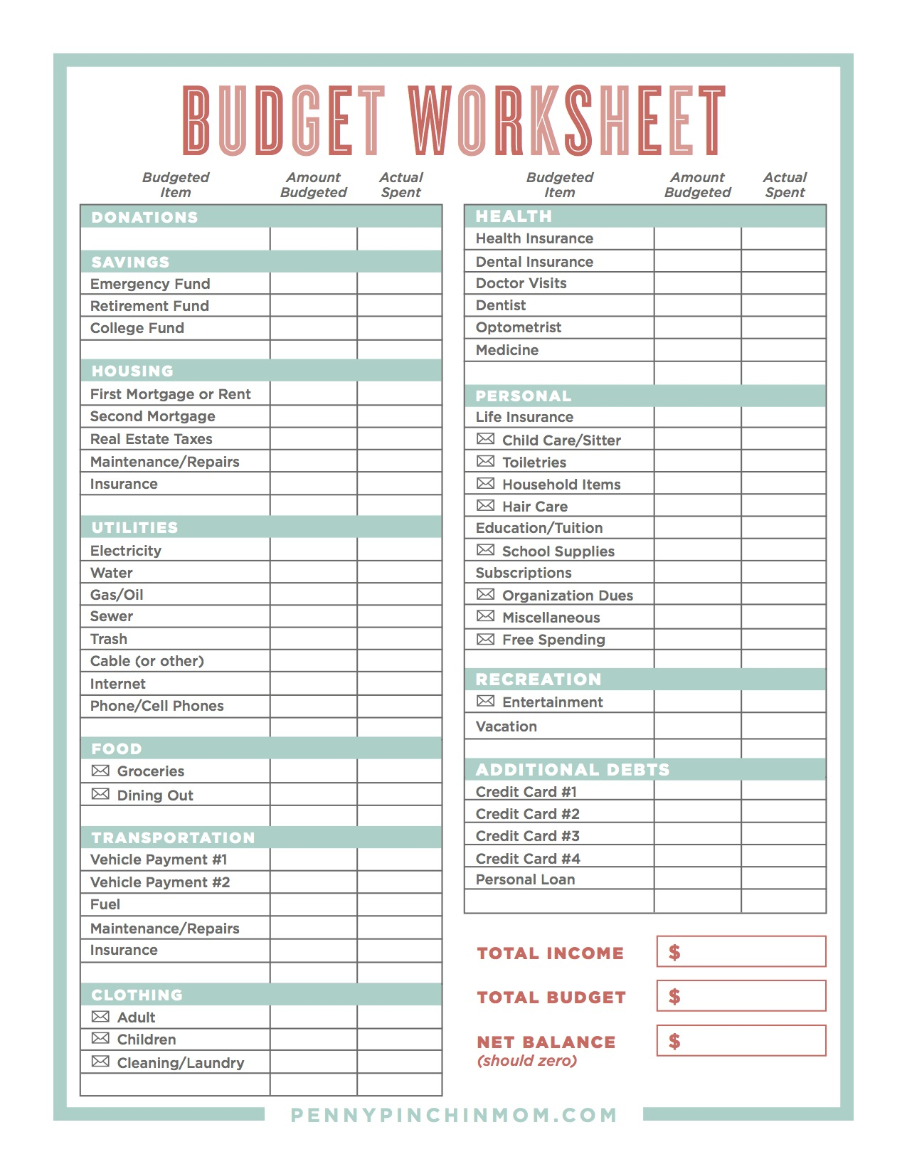 Create My Own Budget Worksheet - Excel household budget worksheet - fetimidnight