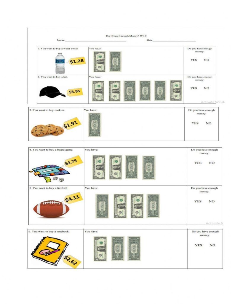 Do I Have Enough Money Worksheets Free - Do i have enoug… | Free Interactive Worksheets | 582307