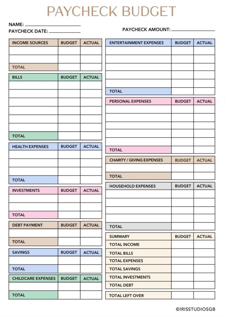 Download and print Paycheck Budget Planner Printable (Free PDF)