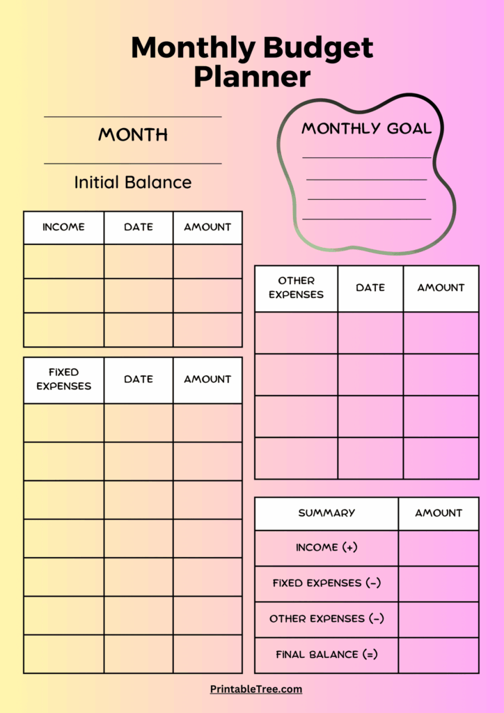 Easy Monthly Budget Worksheet Free - Free Monthly Budget Planner Templates