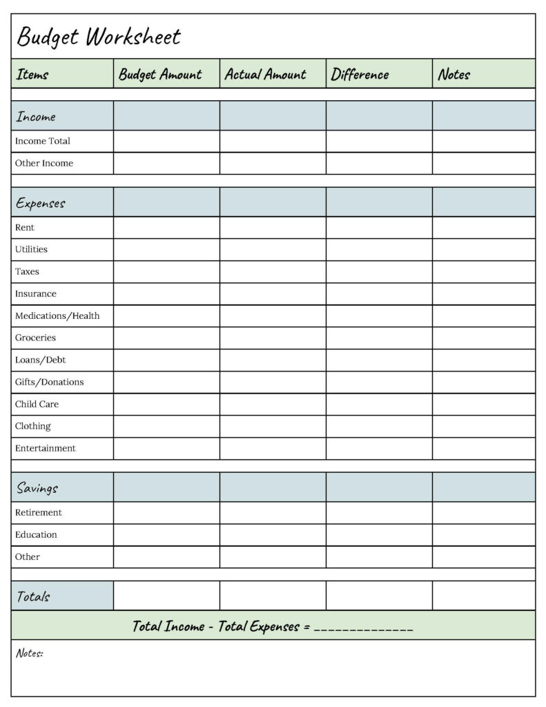 Easy Printable Budget Worksheet | Budget Sheets FREE Printable