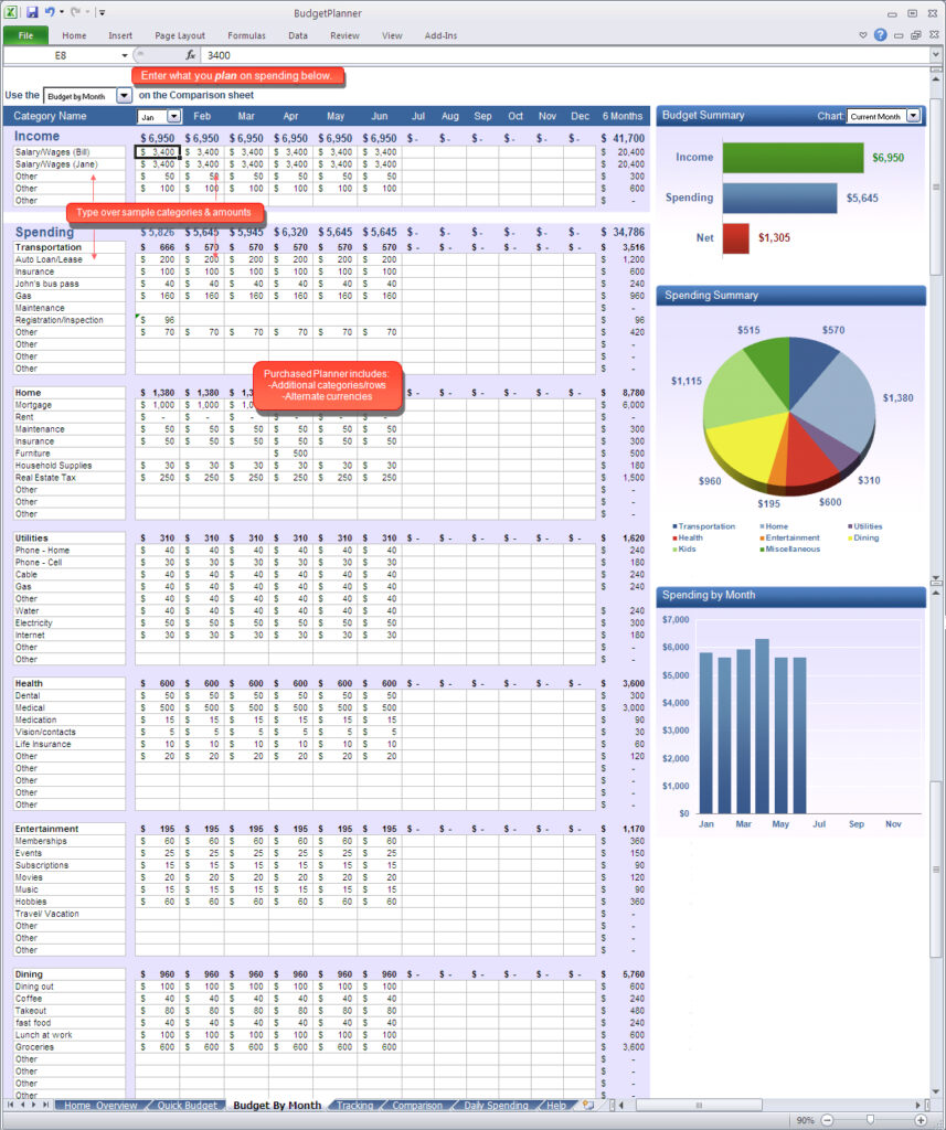 Excel Spreadsheet Budget Planner On Budget Spreadsheet Excel within ...