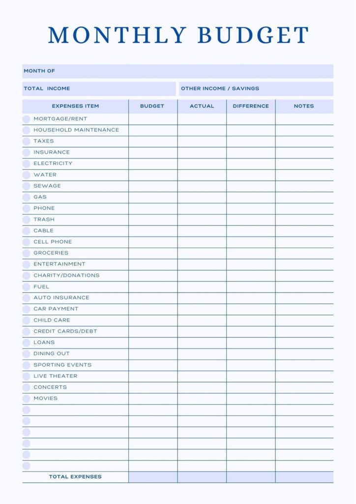 Free and customizable budget templates - Worksheets Library