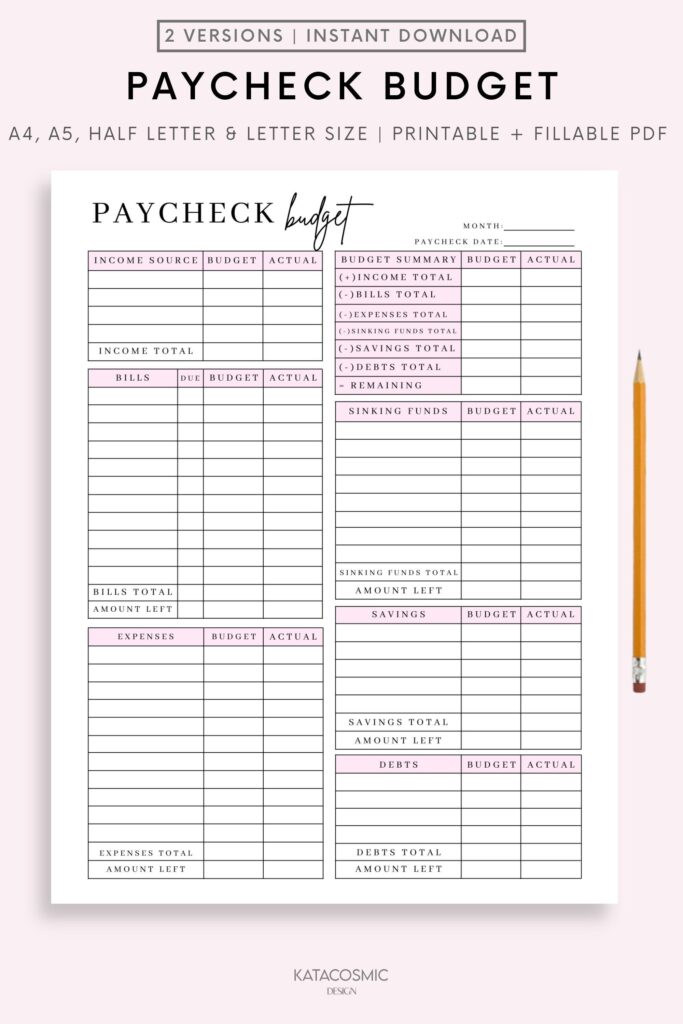 Free Budget by Paycheck Printable: Easy Track! - Printables for Everyone