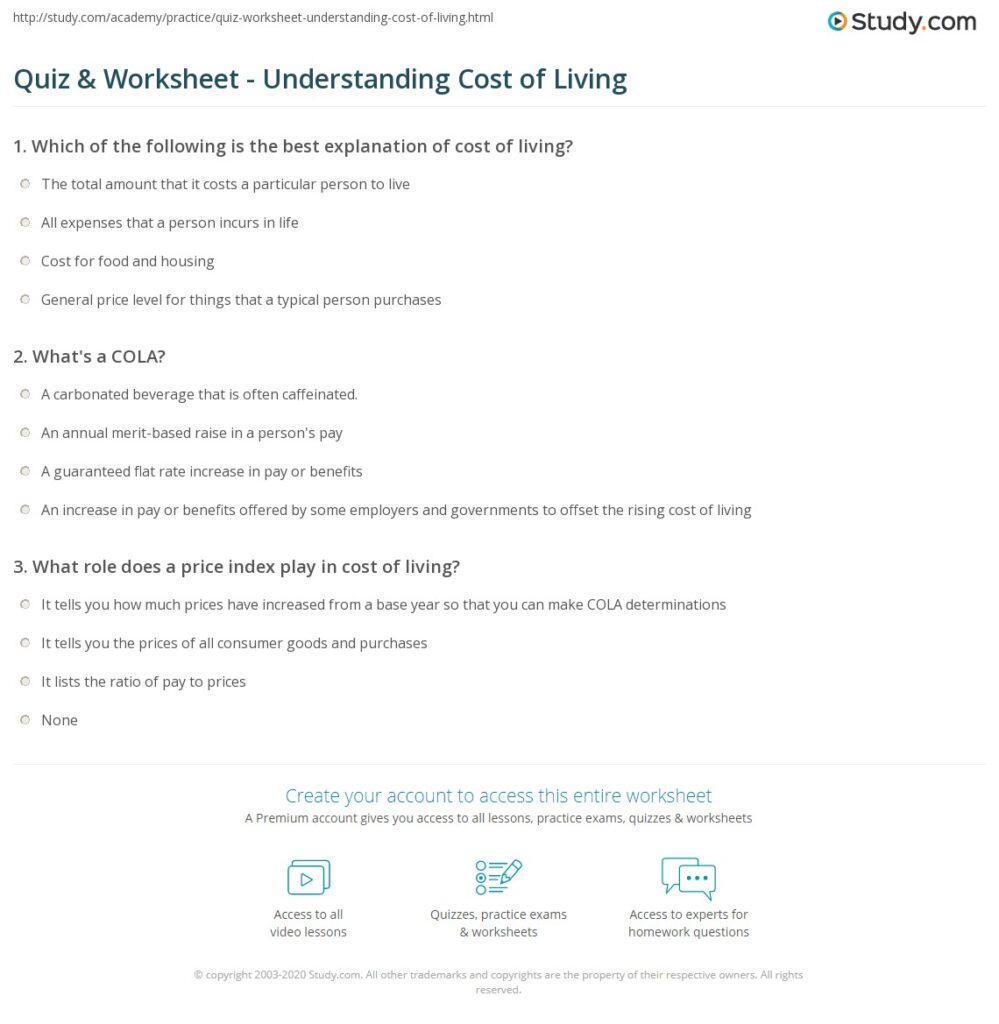 Free cost of living worksheet, Download Free cost of living worksheet ...